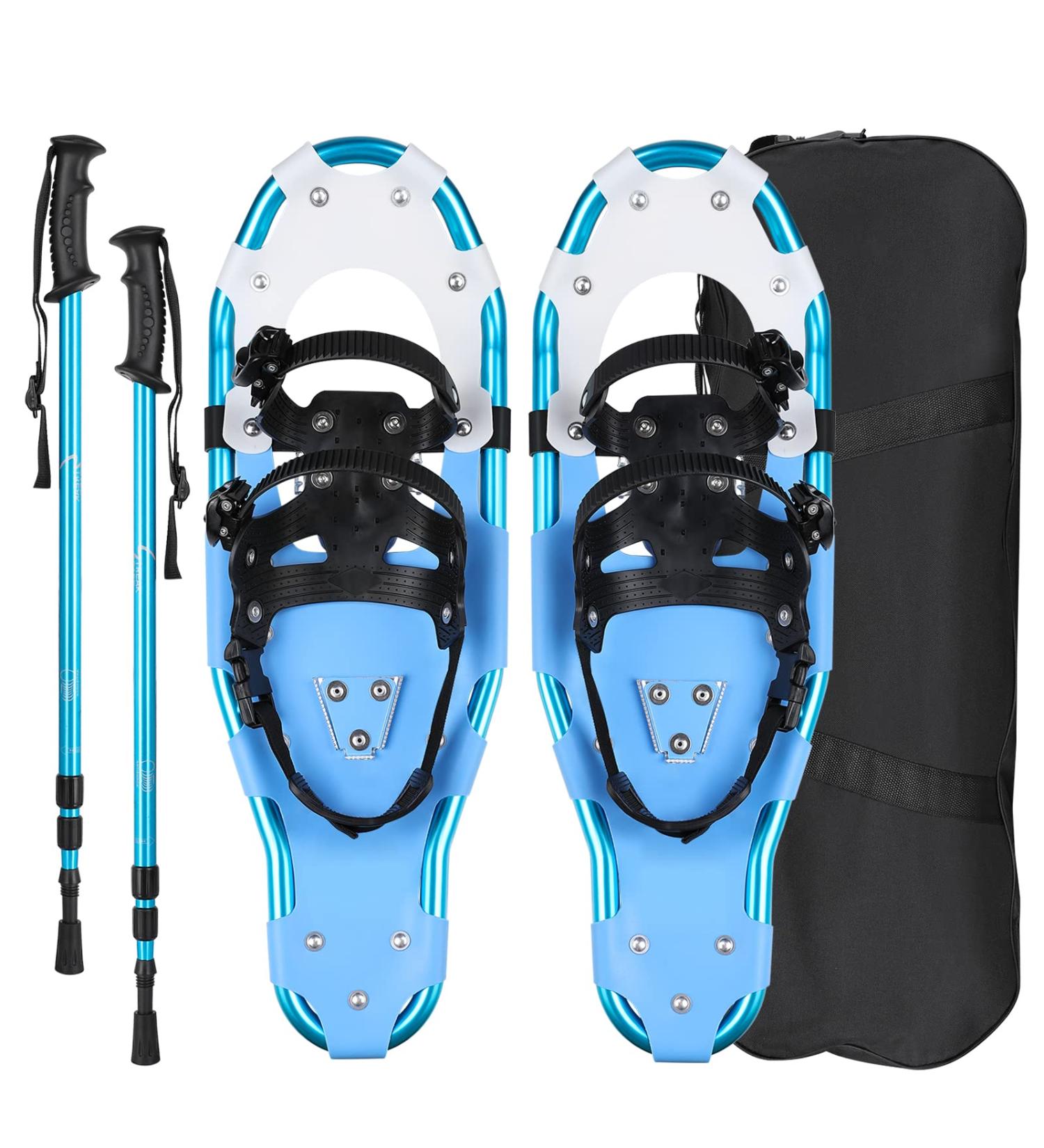 Premium Snowshoes with Adjustable Hiking Sticks - Aluminum Frame 3-in-1 Design Size 38-45 90-110 kg - Ideal for Men & Women - Includes Carrying Bag - Perfect for Snow Hiking - Buy Online on SooperMarket.com