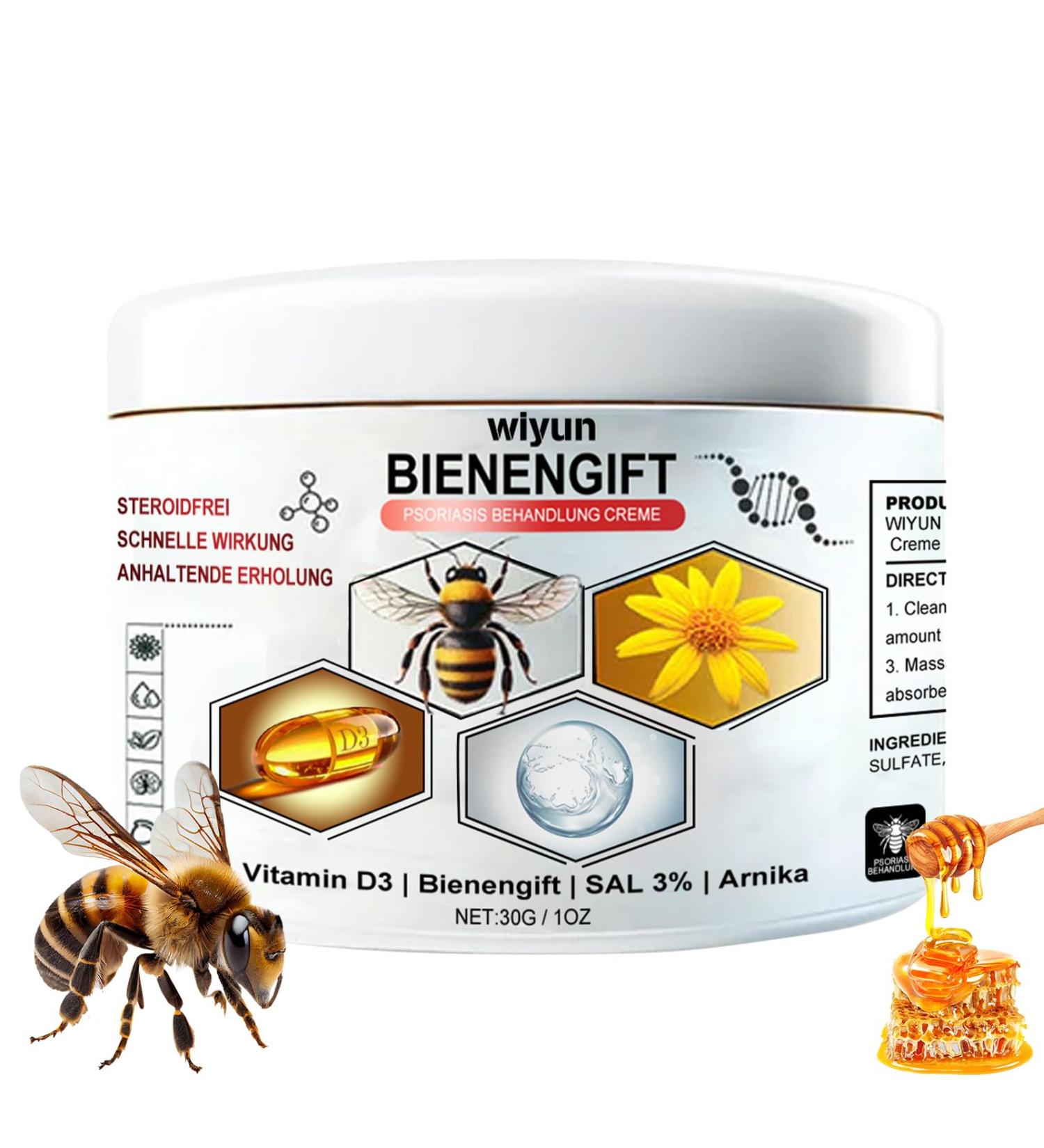Bee Venom Psoriasis Cream Bee Venom Cream for Psoriasis New Zealand Bee Venom Body Care Chinese Herbal Cream Soothing Psoriasis Cream Body Cream for Redness & Itching & Soothing (1) - Buy Online on SooperMarket.com