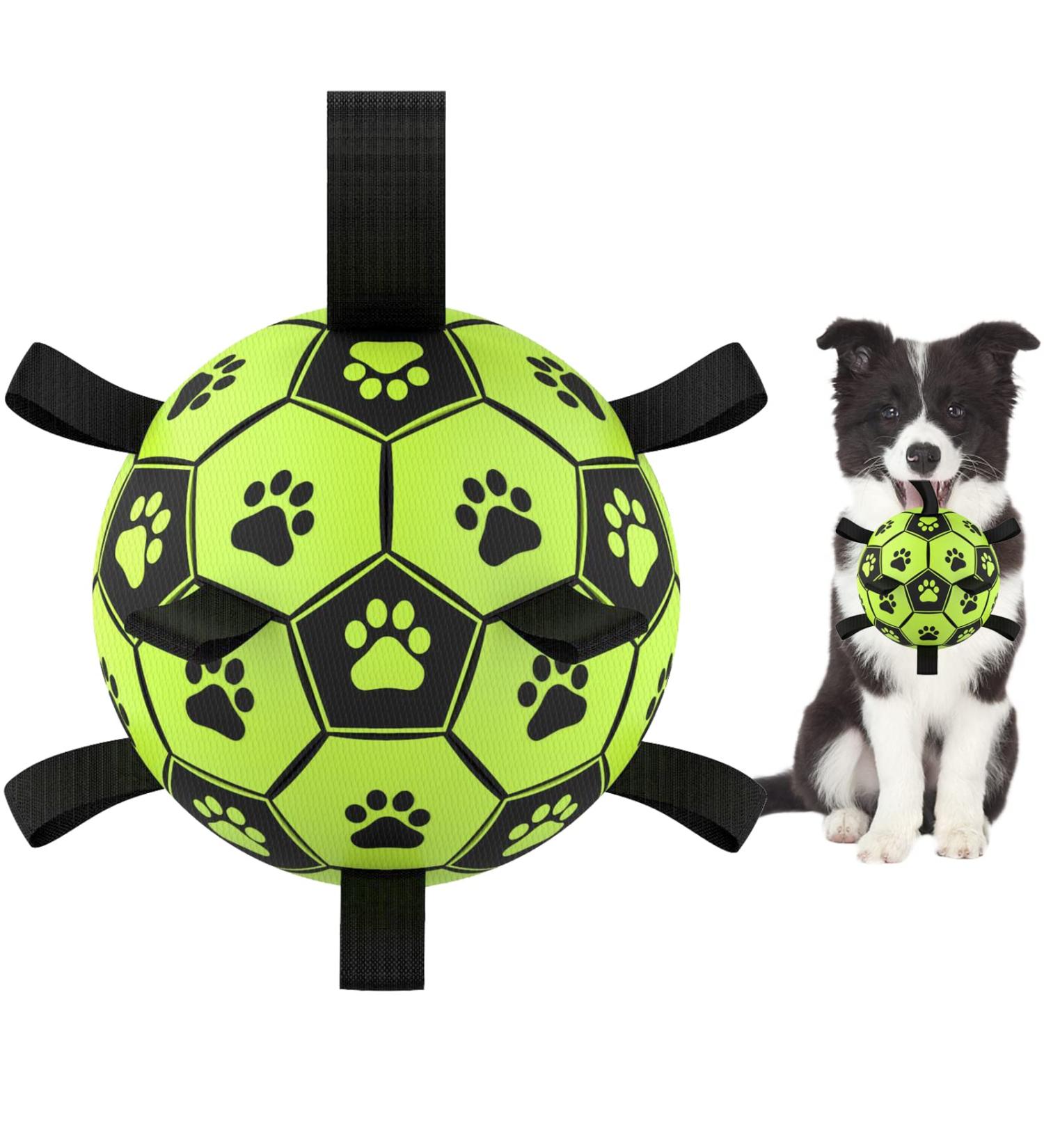 LOTUSWILD Durable Dog Toy Ball with Handle 15cm Ideal for Large Medium & Small Dogs Green | International Shipping Available - Buy Online on SooperMarket.com