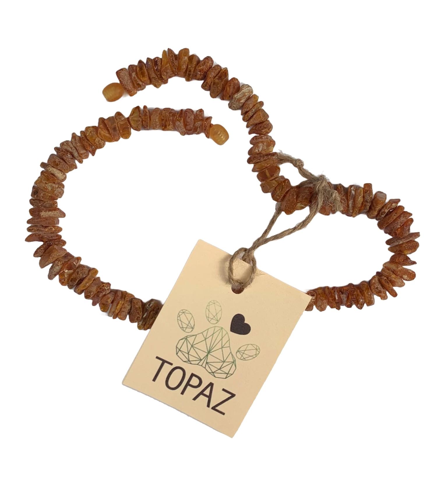 TOPAZ Amber Necklace for Dogs & Cats | Natural Tick & Flea Protection | Handmade 30 cm - Buy Online on SooperMarket.com
