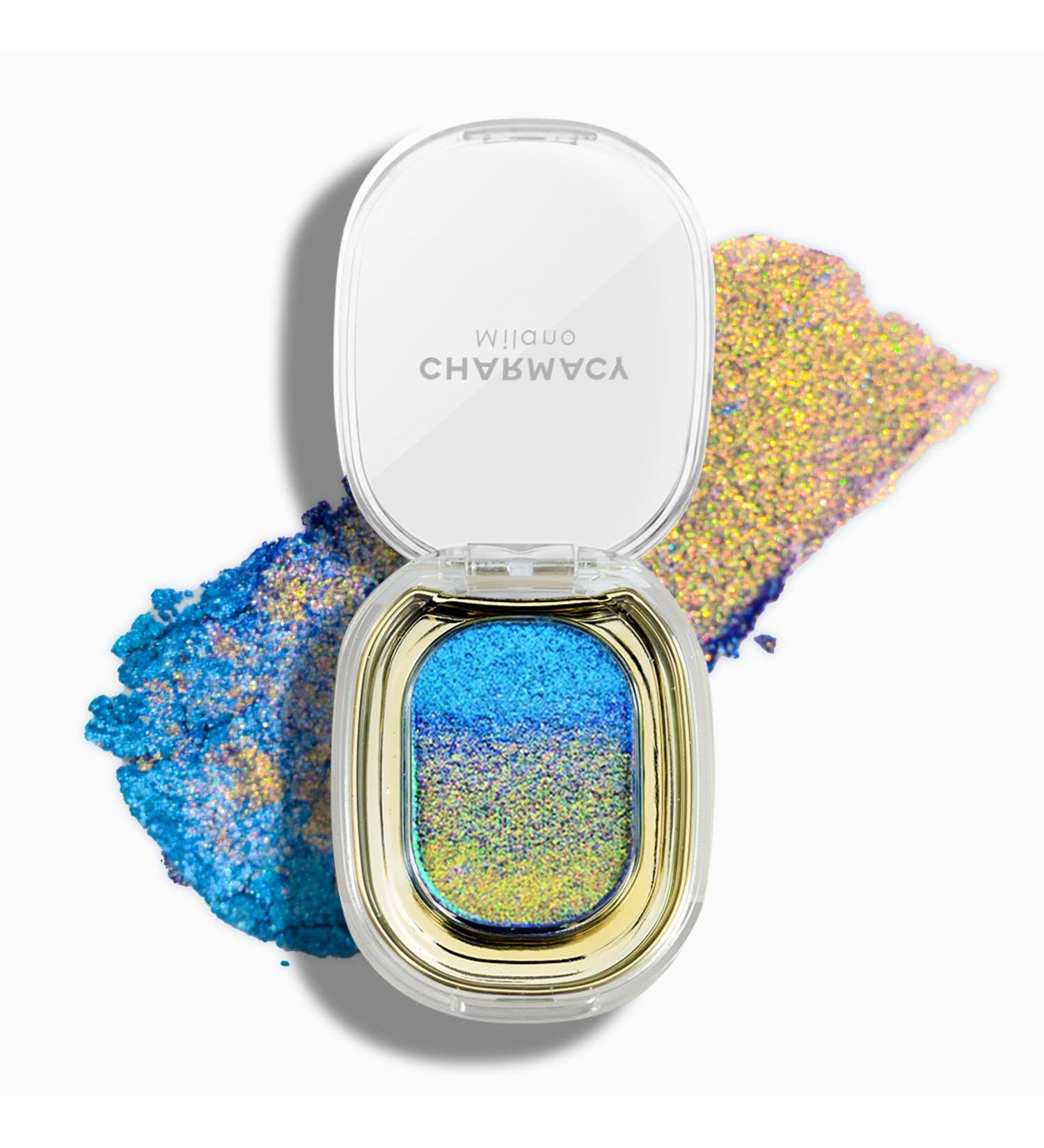 CHARMACY Multichrome Glitter Eyeshadow & Highlighter Palette - High Pigment Color Shifting Blue Ocean (#01) - International Shipping - Buy Online on SooperMarket.com