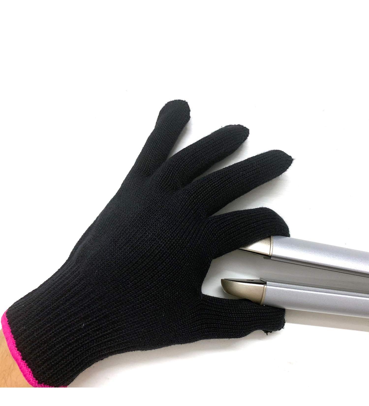 Lessmon Professional Heat Resistant Glove for Hair Styling - Curling Iron and Wand Heat Blocking - Left and Right Hand - Pink Edge Black - Buy Online on SooperMarket.com