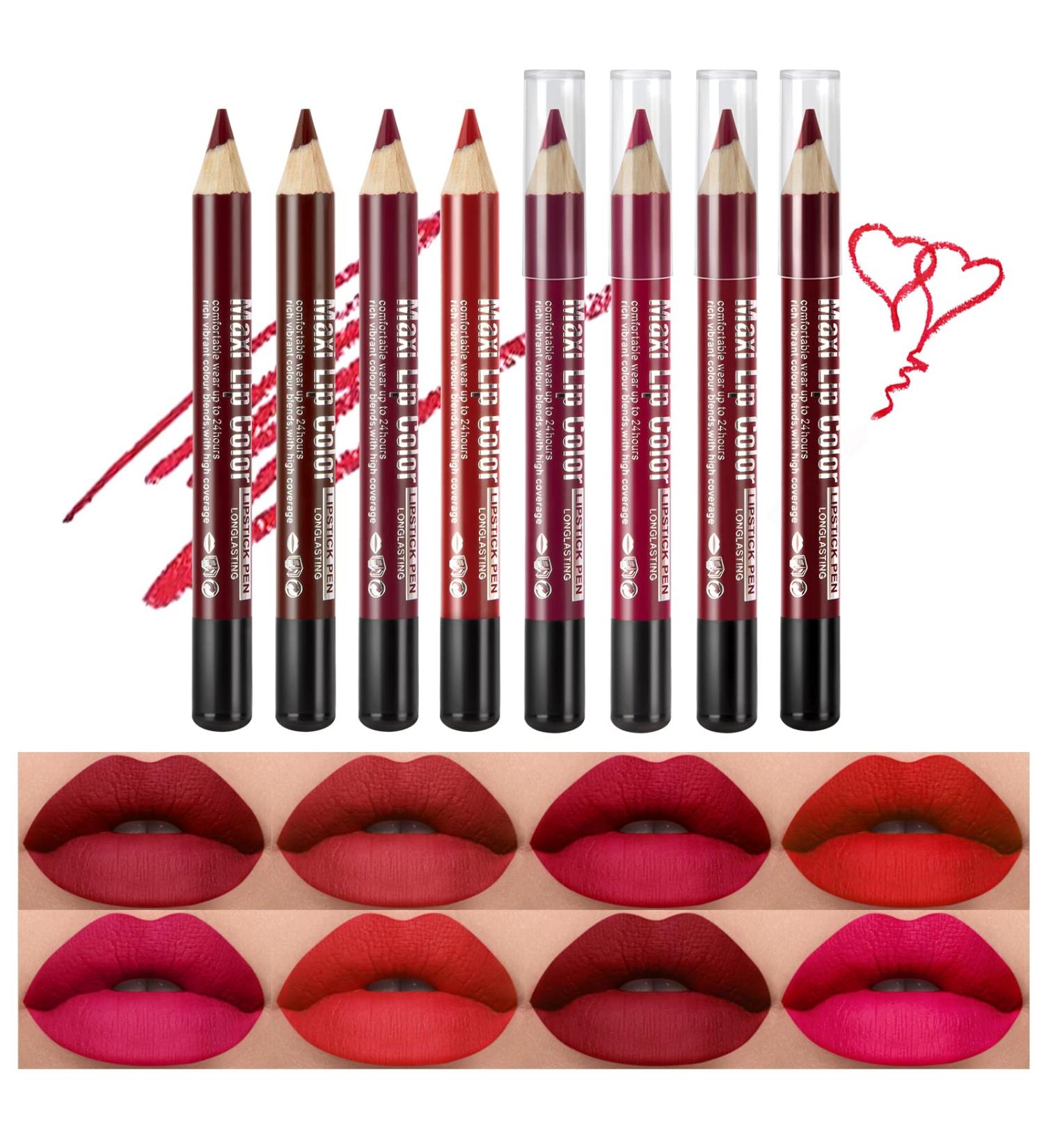 Beteligir 8 Colors Matte Lip Liner Set - Long Lasting Pencil | Smooth & Non-Drying | Cruelty-Free (01) - Buy Online on SooperMarket.com