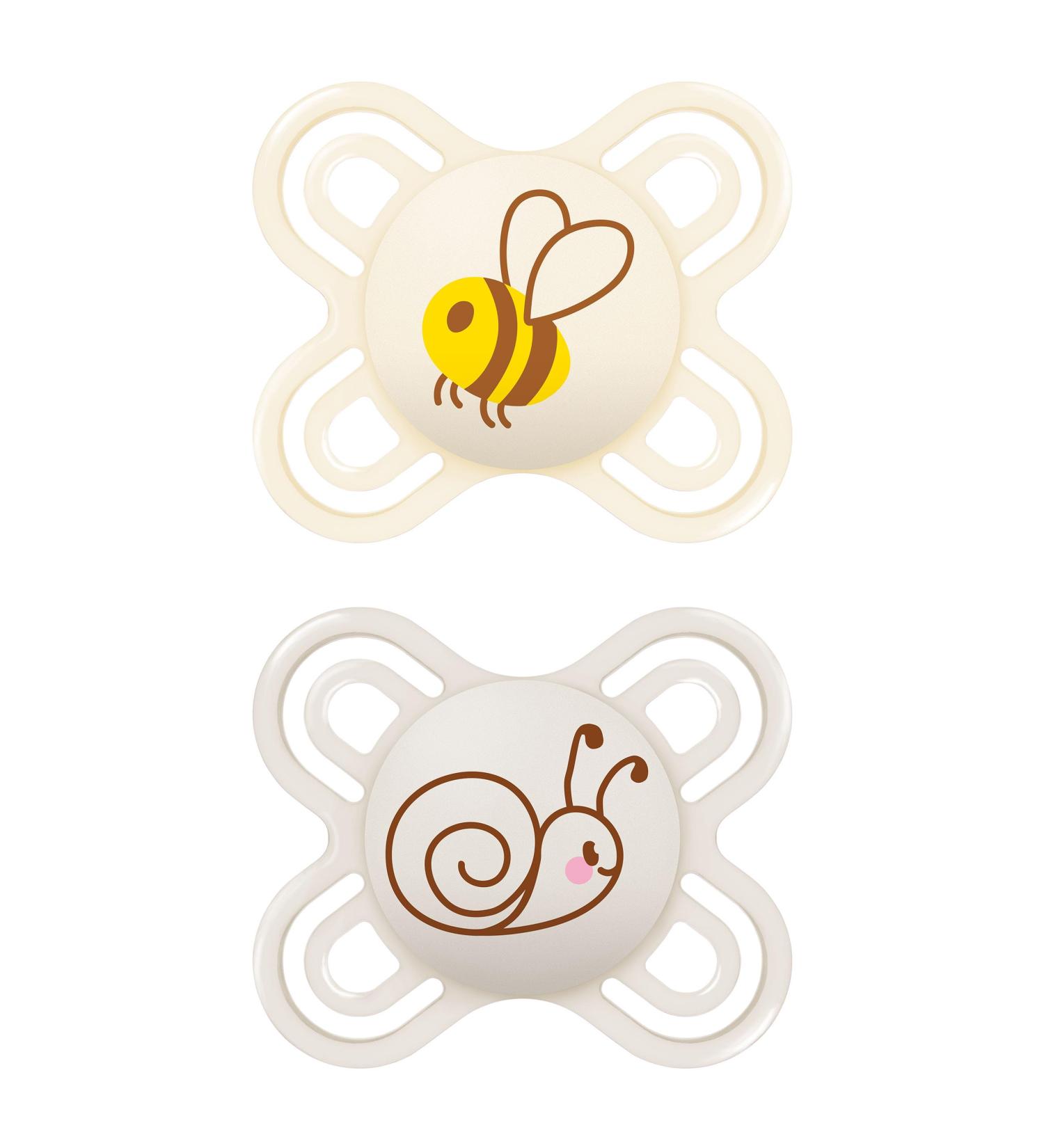 MAM Perfect Start Pacifier Set for Newborns | 0-2 Months | Organic & Eco-Friendly Silicone | Includes Pacifier Box | Bee & Snail Design - Buy Online on SooperMarket.com