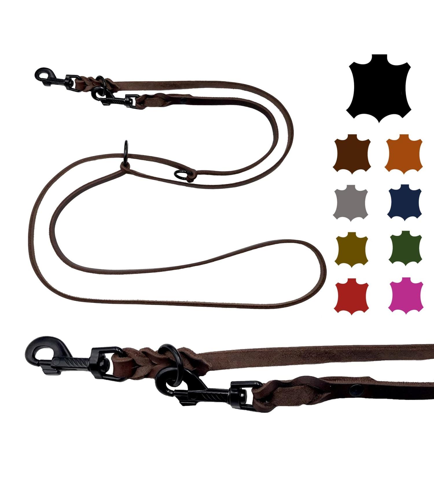 Adjustable Dog Liner for Small & Large Dogs - 2m to 5m Brown Double Linen with Strong Hooks - Buy Online on SooperMarket.com