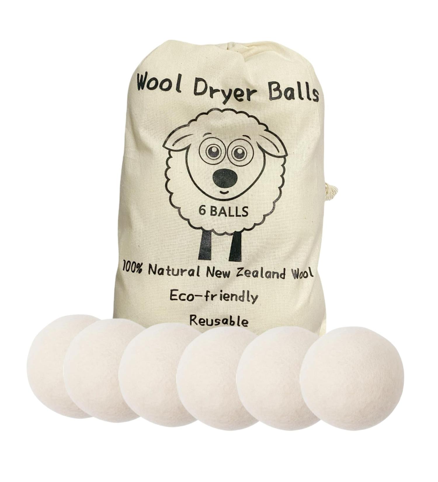 Buy Eco-Friendly Wool Dryer Balls - 6-Pack Reusable Anti-Static Laundry Balls for Pet Hair Removal & Faster Drying - Buy Online on SooperMarket.com