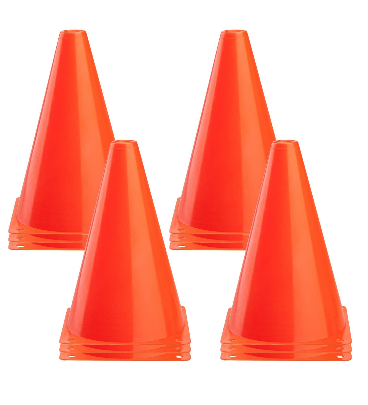 CARTMAN 9 Inch 12 Pack Plastic Training Cones - Indoor Outdoor Traffic Cones for Soccer, Skating, Football, Basketball - Field Marker Agility Cones for Festive Events - Buy Online on SooperMarket.com