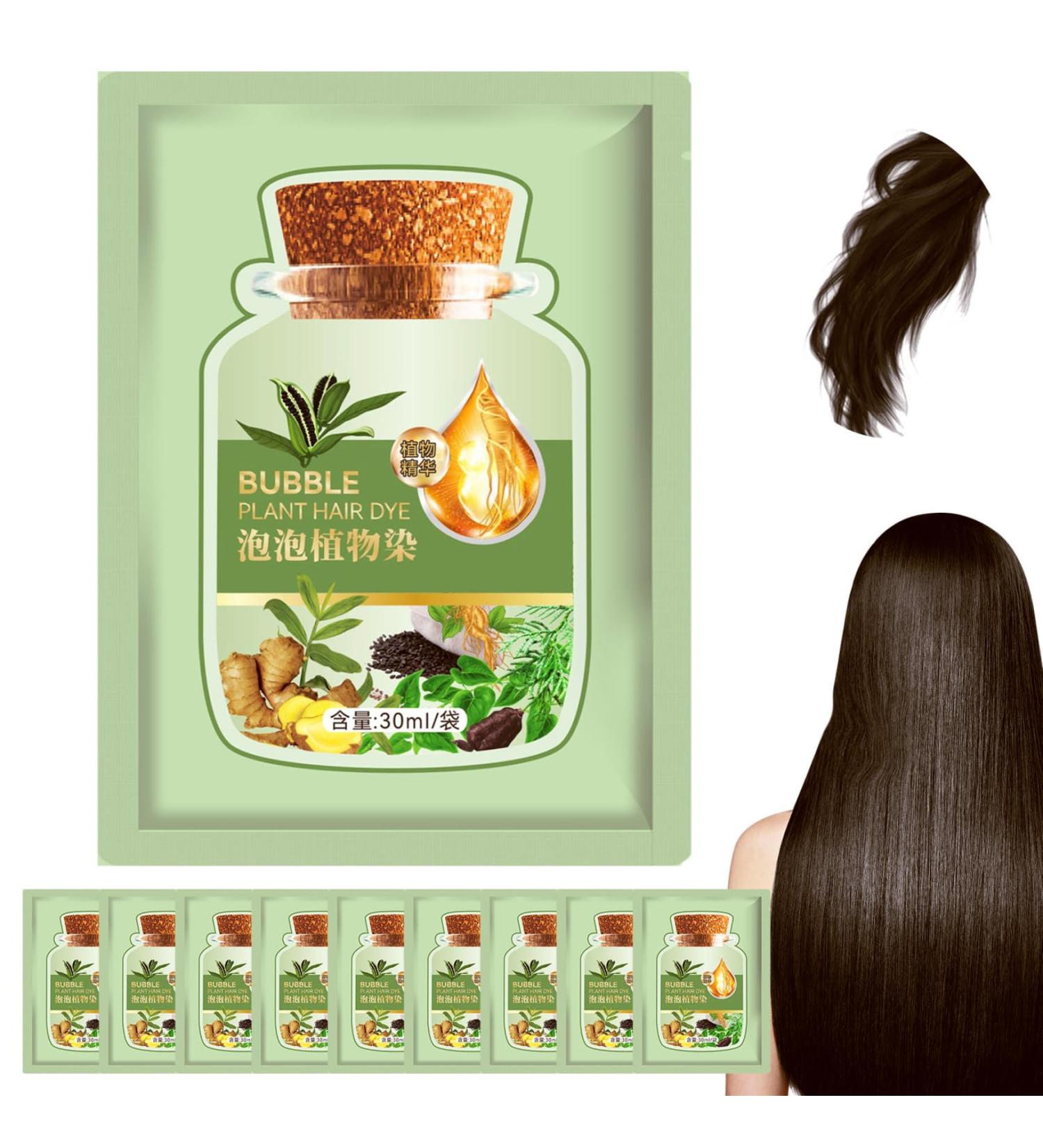 10 PCS Natural Coffee Hair Dye - Long-lasting Plant Extract Bubble Shampoo for Gray Hair | Home Salon Use - Buy Online on SooperMarket.com