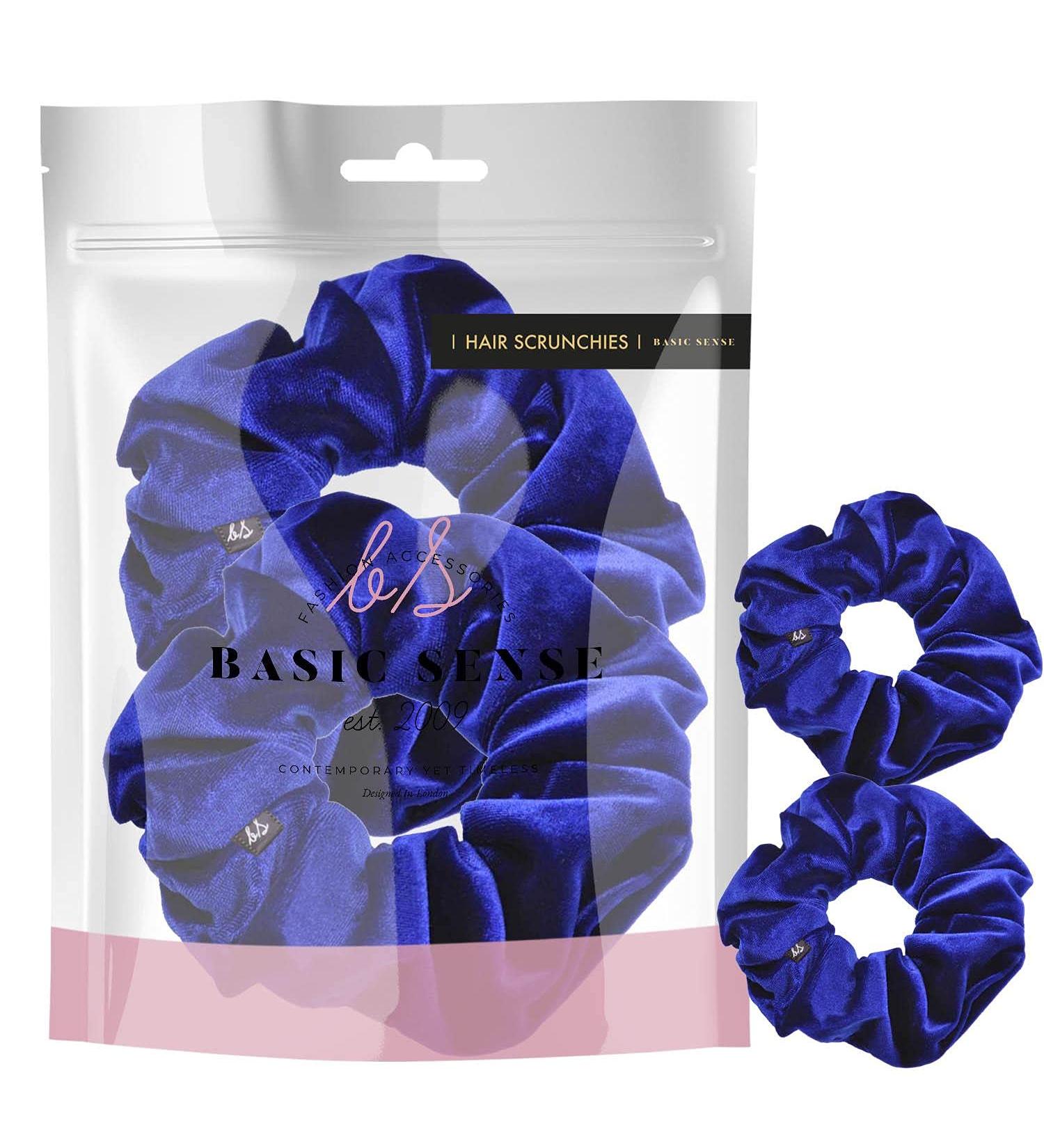 2 PCS Premium Large Royal Blue Velvet Hair Scrunchies for Women, Girls, and Kids - Updo Ponytail Holder Bands - Buy Online on SooperMarket.com