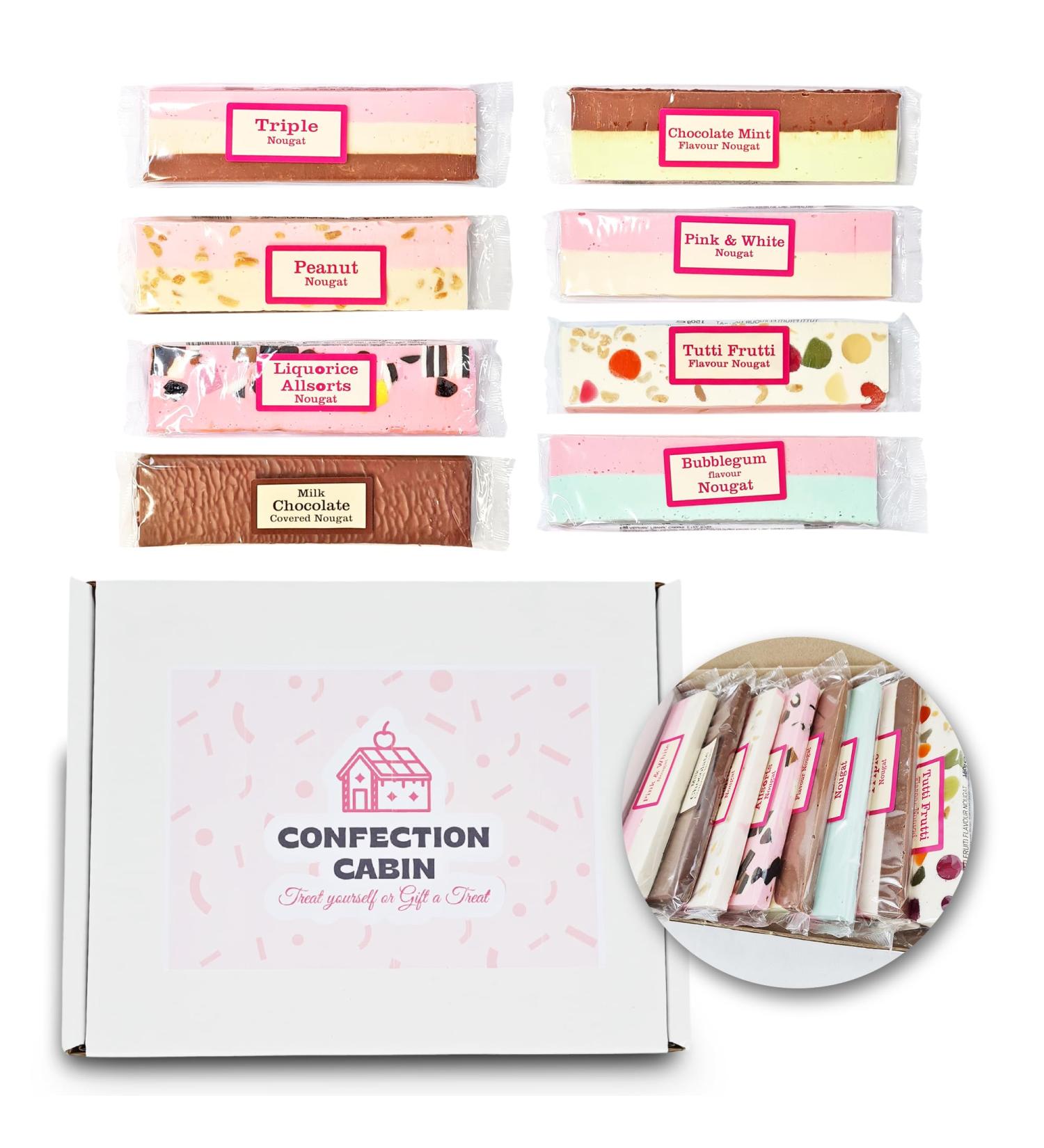 Nougat Gift Box - Nougat Bar Selection of 8 Flavours (8 x 130g) in a Box Individually Wrapped Nougat Sweets | Gifts for Dad Grandad Step Dad Men Boyfriend Brother Son - Buy Online on SooperMarket.com