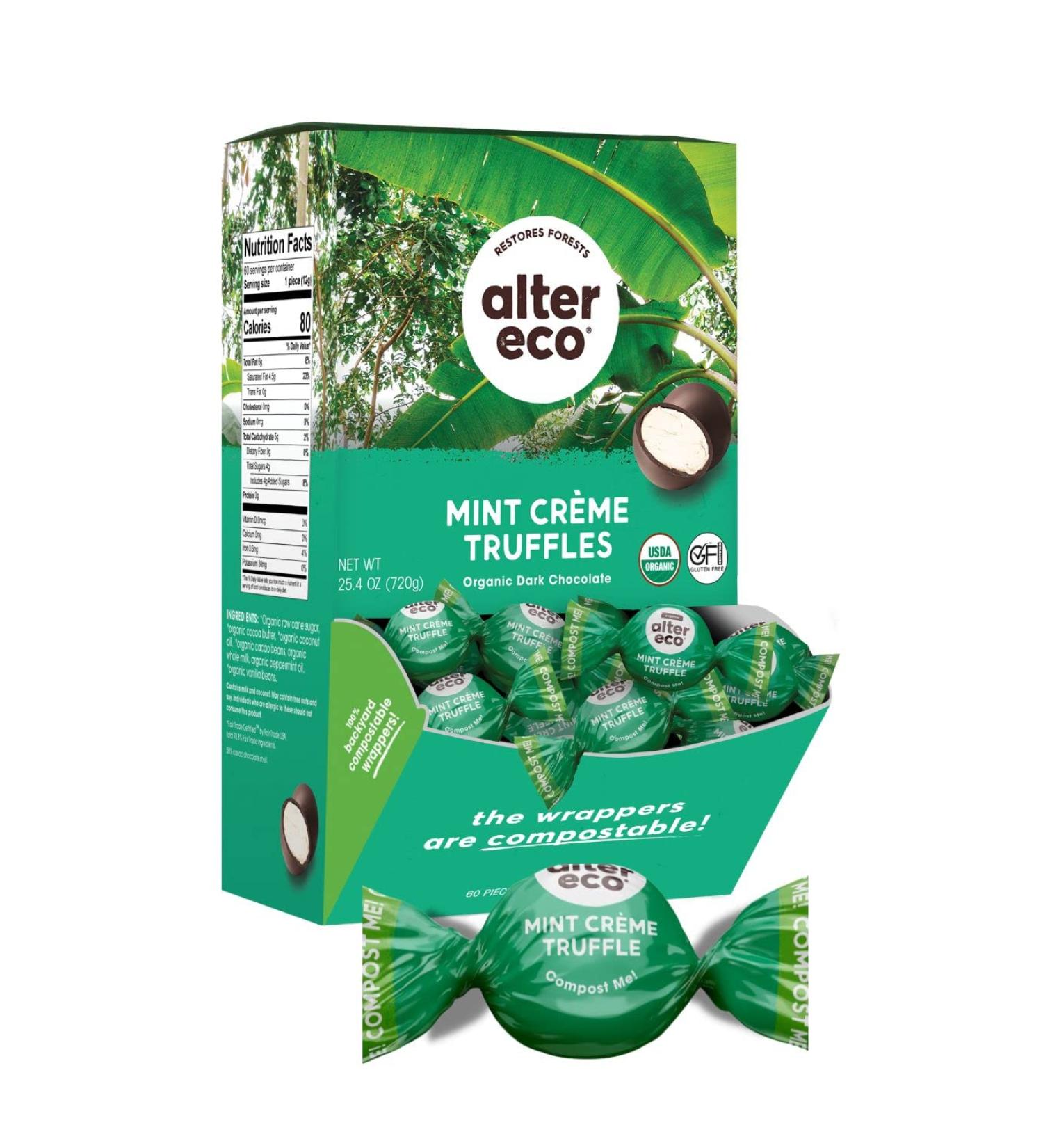 Alter Eco Mint Creme Truffles - 58% Pure Dark Cocoa - Fair Trade Organic - Non-GMO Gluten Free - 60 Count - Buy Online on SooperMarket.com