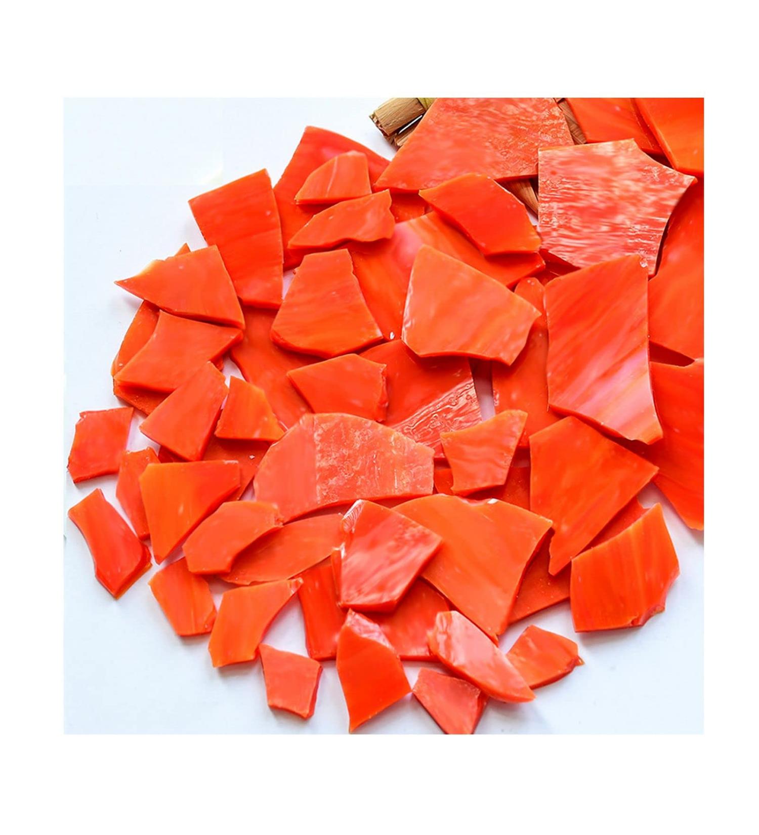Iridescent Orange Cathedral Mosaic Glass Sheets - 7oz Opaque Glass Tiles for Mosaic Art Crafts - Buy Online on SooperMarket.com