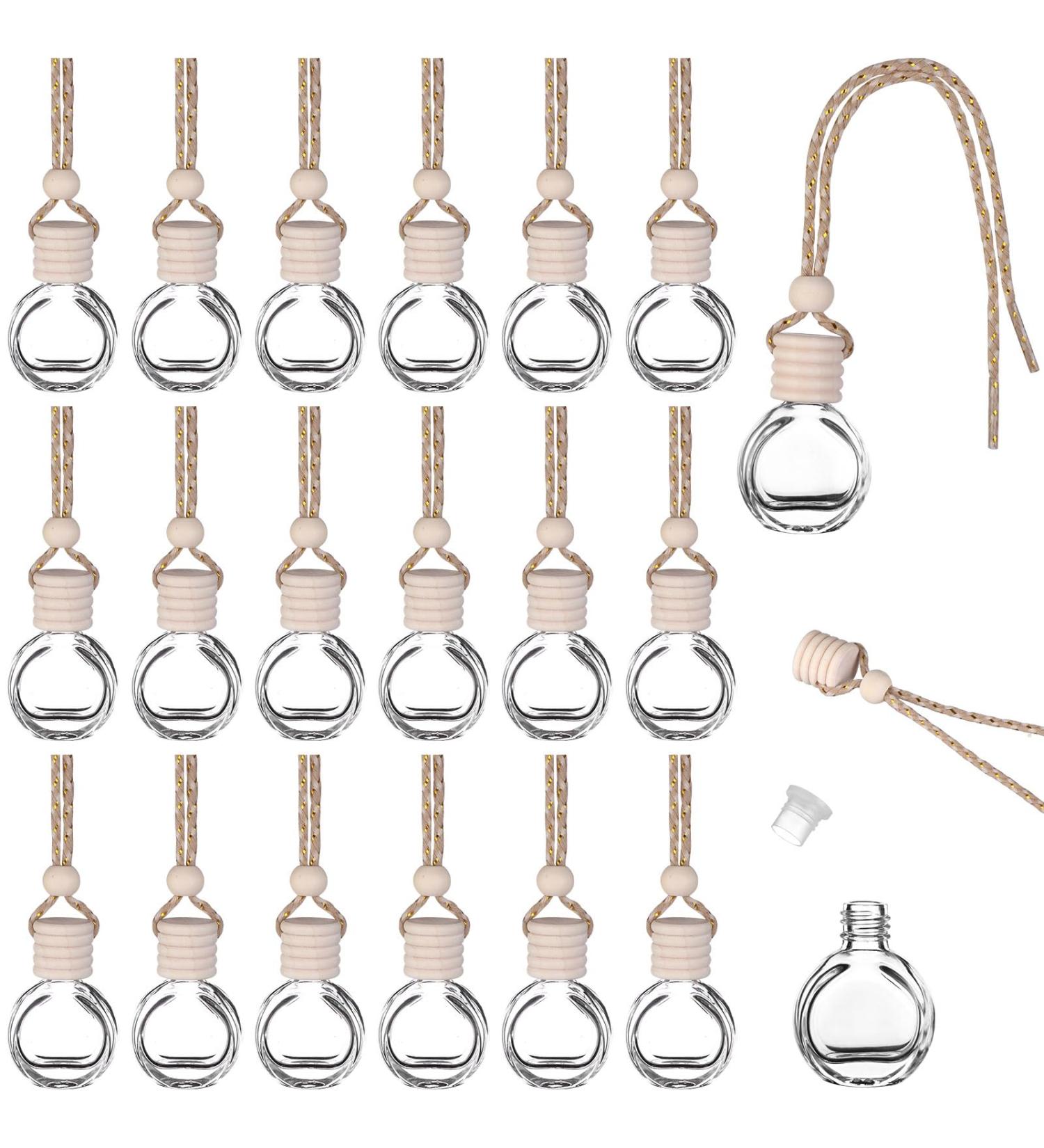 20 Pack 8ml Car Hanging Perfume Bottle Car Air Freshener Perfume Empty Bottle Refillable Pendant for Essential Oils Fragrance Aromatherapy Bottle Ornament Decor - Buy Online on SooperMarket.com