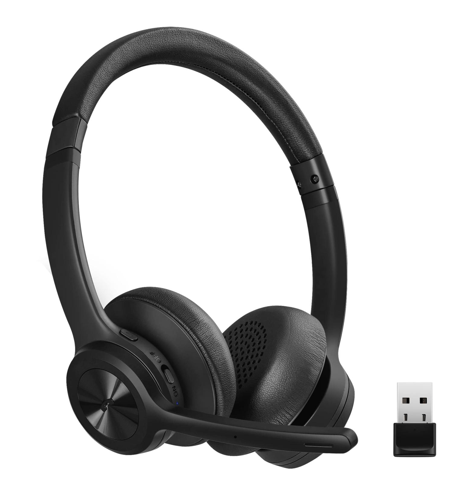 EKVANBEL Bluetooth Headset V5.2 with Adapter - Wireless Headphones with Noise Cancelling Microphone - On Ear Headset for Cell Phones, Laptop, Computer - M102 - Buy Online on SooperMarket.com