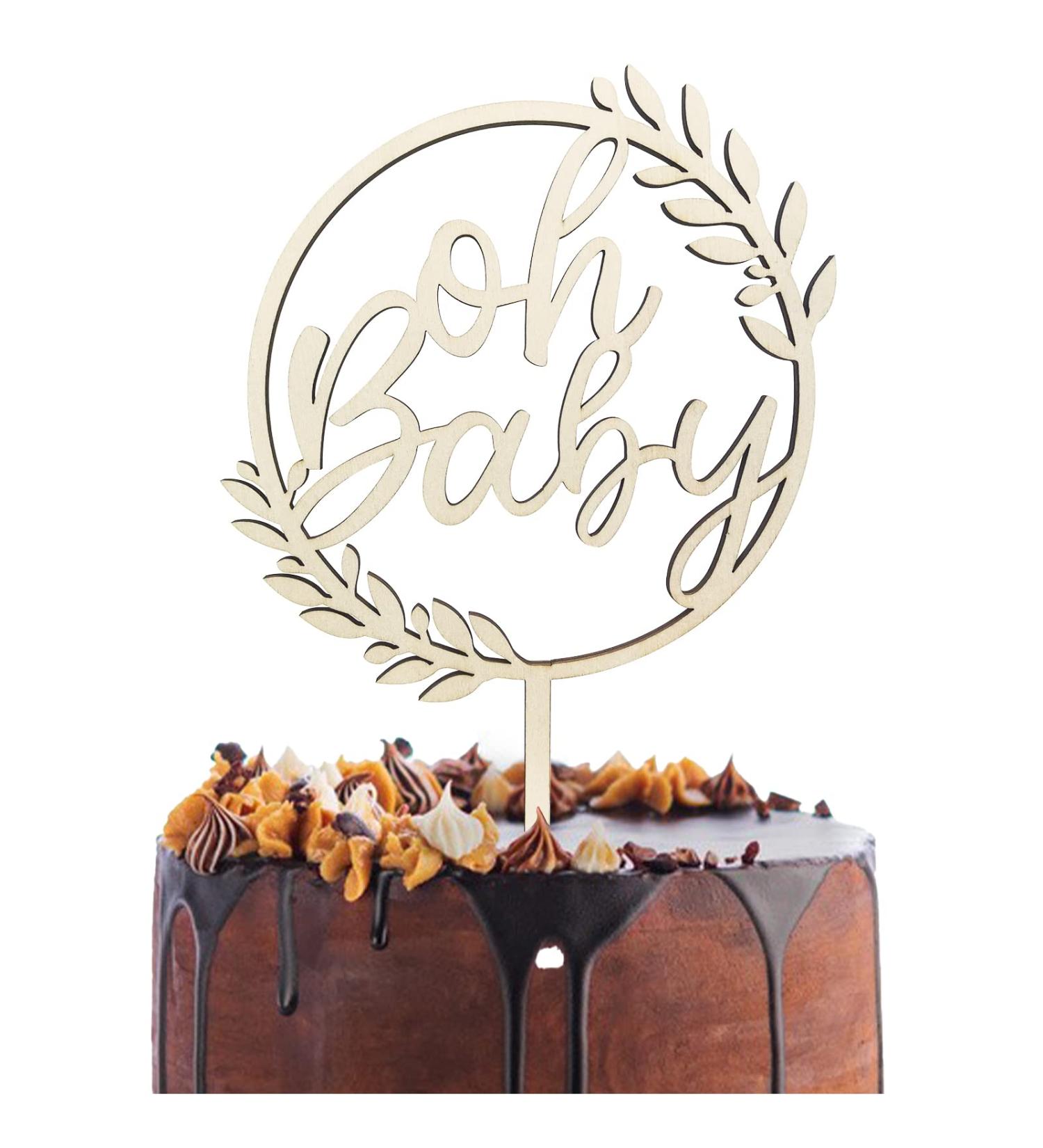 Shop Oh Baby Cake Topper - Wooden Decor for Baby Showers & Gender Reveal Parties | Perfect for Diaper Cakes - Buy Online on SooperMarket.com