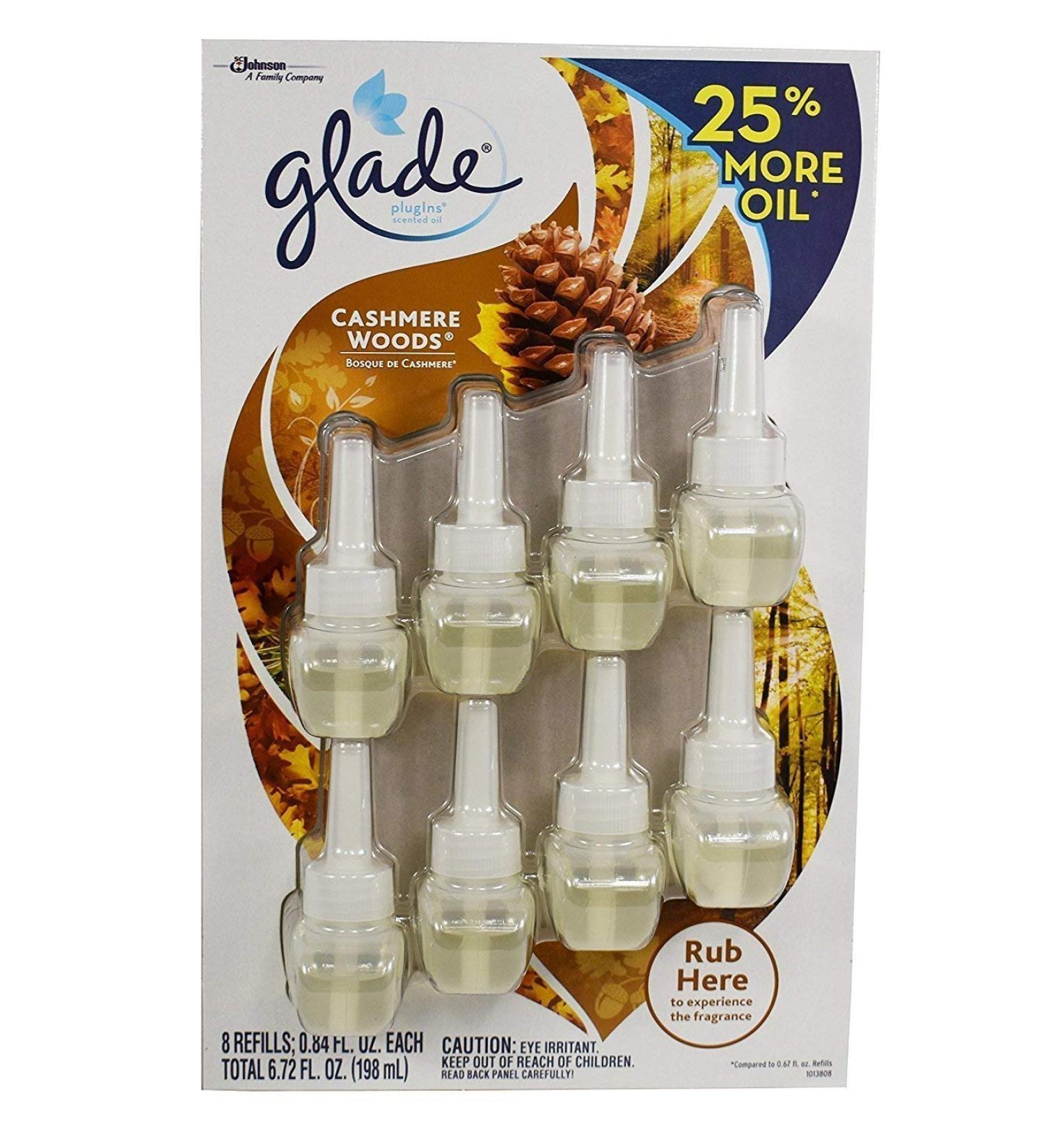 Plugins Cashmere Woods 8 Refills 25% More 6.72 Ounce Glade - Limited edition