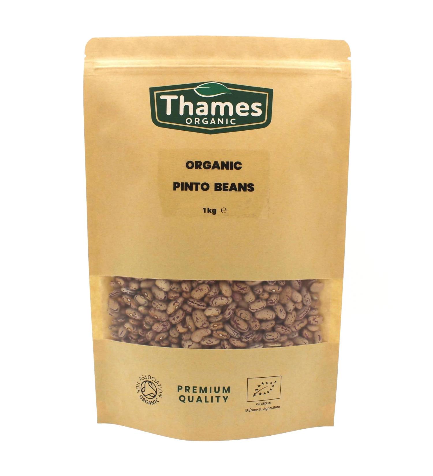 Organic Pinto Beans - High in Protein and Fiber No Additives No Preservatives Non-GMO Vegan - Perfect for Soups Stews Salads and Mexican Dishes - Thames Organic 1kg - Buy Online on SooperMarket.com