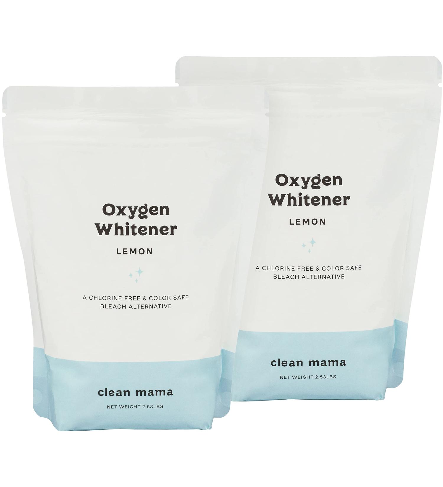 Clean Mama Natural Oxygen Whitener & Stain Remover - 2 Pack (2.53 lbs) - Color-Safe Bleach Alternative - Plant-Derived Powder - Lemon Scent - Buy Online on SooperMarket.com