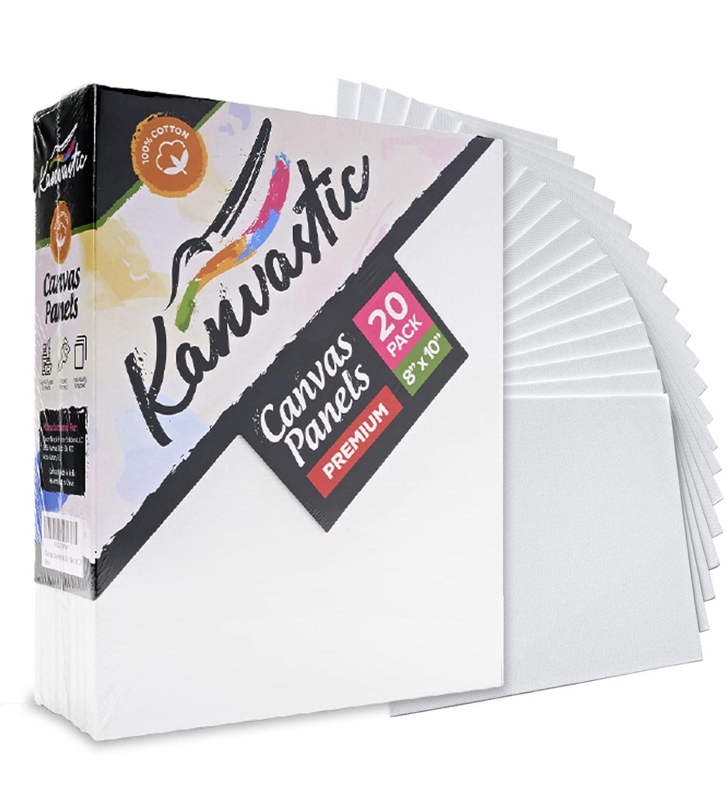 Artist Quality 8x10 Canvas Boards - 20 Pack, Triple Primed with Gesso, Pure Cotton, Individually Wrapped - Buy Online on SooperMarket.com