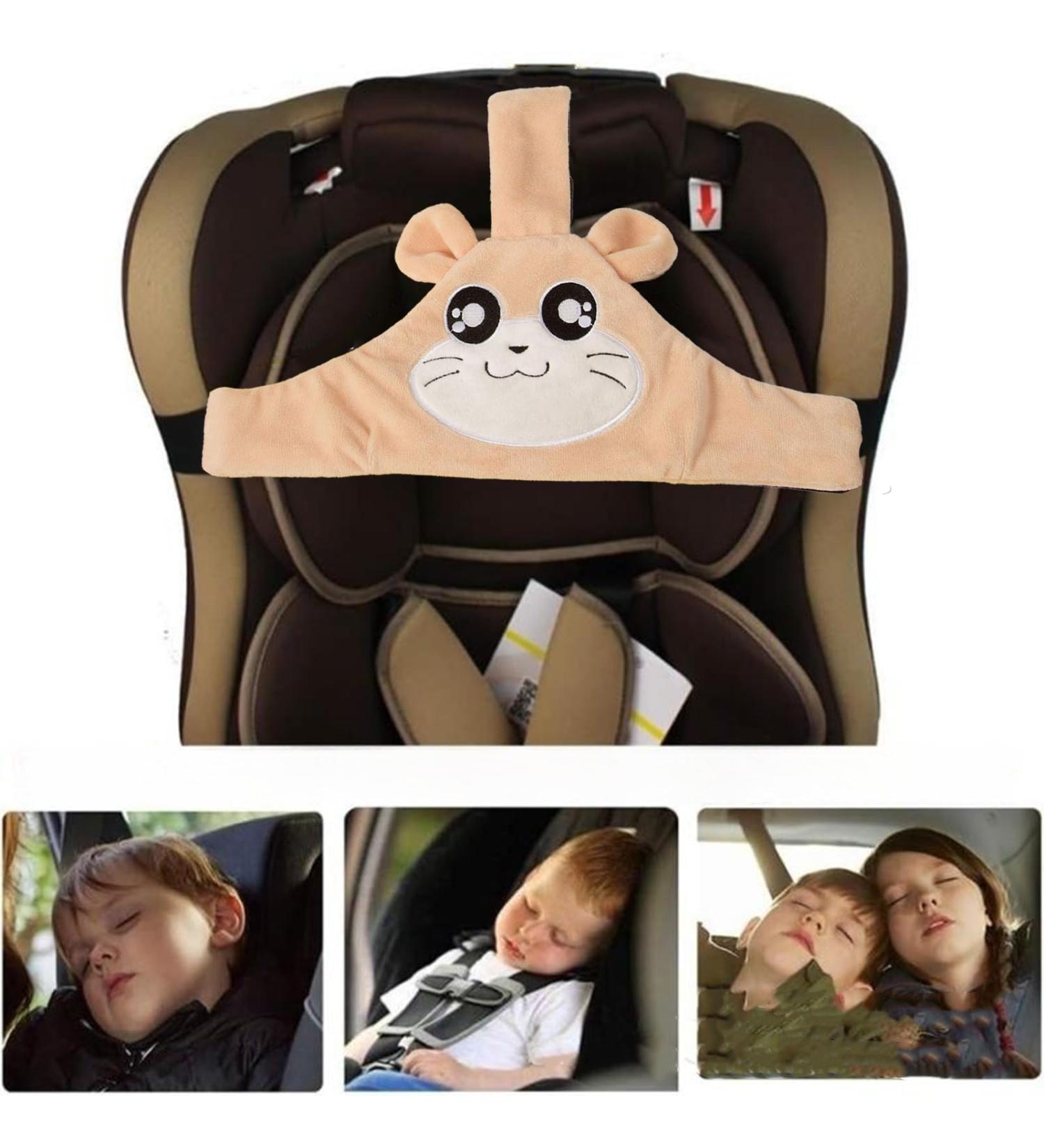 Baby Car Seat Head Support - Safe Headrest Band for Sleep Positioner | Toddler Neck Protection Belt - Brown - Buy Online on SooperMarket.com