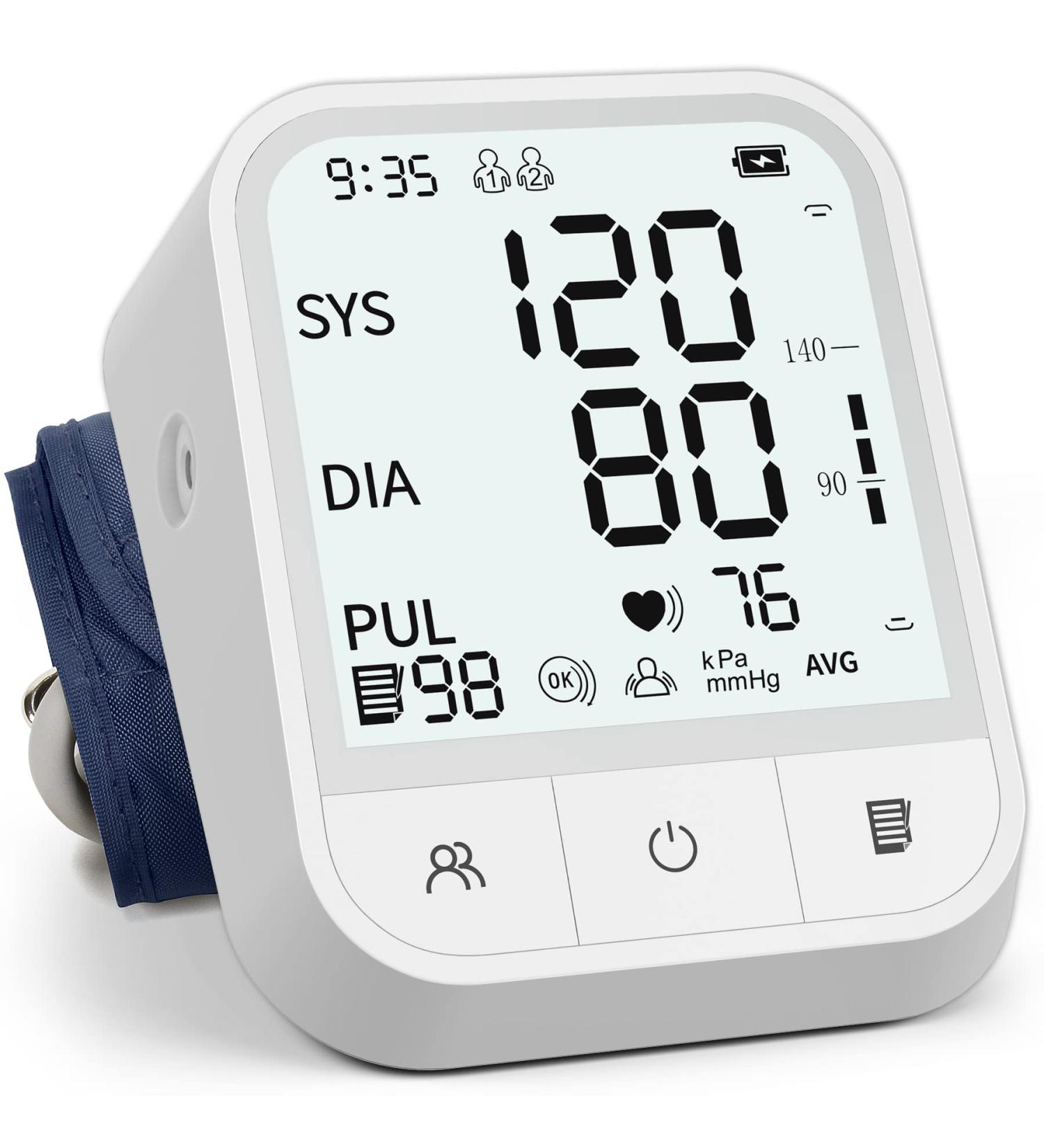 AOJOO Automatic Upper Arm Blood Pressure Monitor with Large LCD Display - Adjustable Digital BP Cuff Kit - 198 Sets Memory - Storage Bag, White - Buy Online on SooperMarket.com