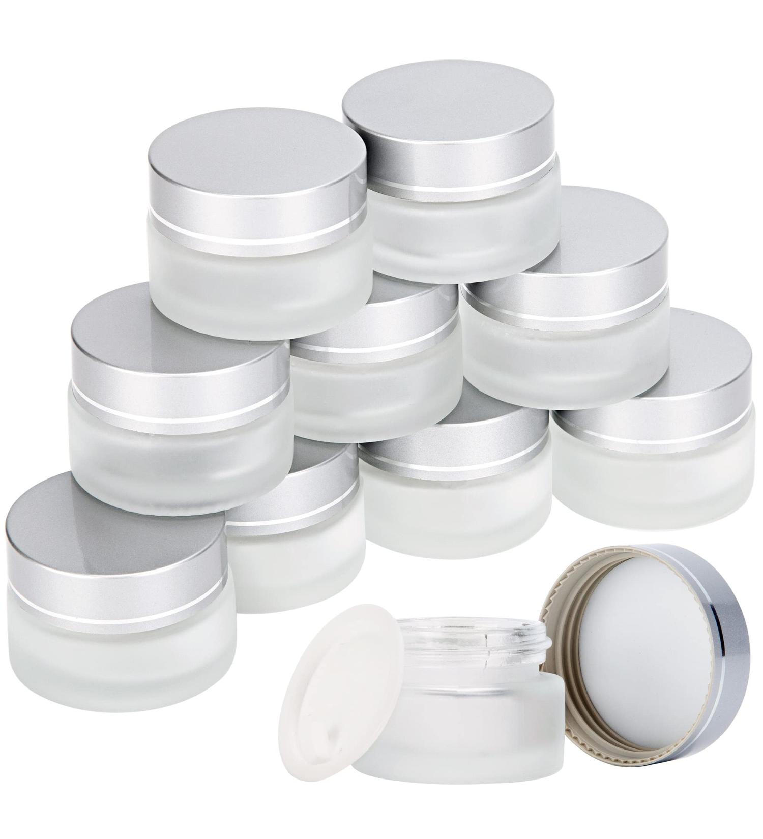 20ml Glass Cream Jar - Empty Cosmetic Container with Screw Cap for Creams Lotions & Travel - Set of 9 Silver - Buy Online on SooperMarket.com