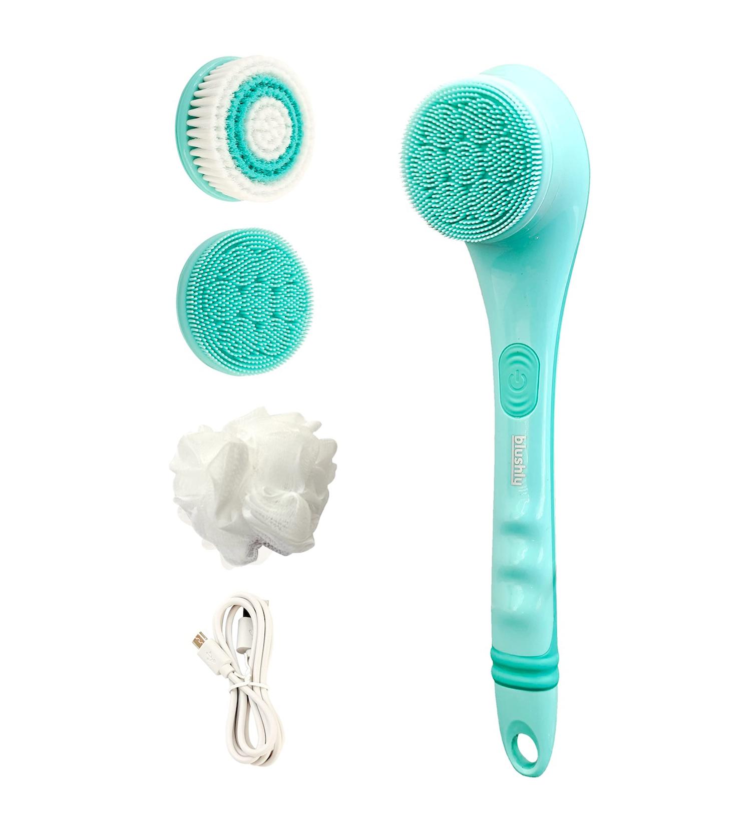 Blushly Rechargeable Exfoliating Body Brush with 3 Cleansing Heads | Shower Body Brush - 14 Turquoise - Buy Online on SooperMarket.com