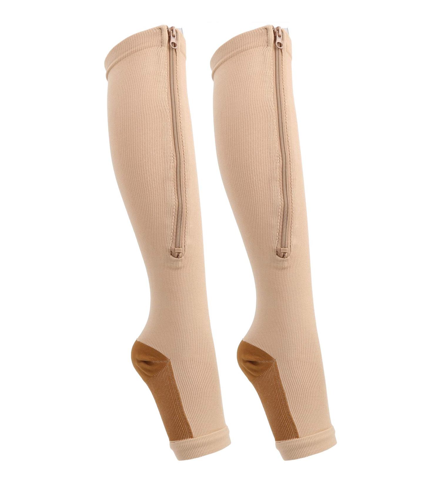 ZLXHDL Compression Stockings with Zipper - 2 Pairs for Men & Women Open Toe Design - XXL Size - Buy Online on SooperMarket.com