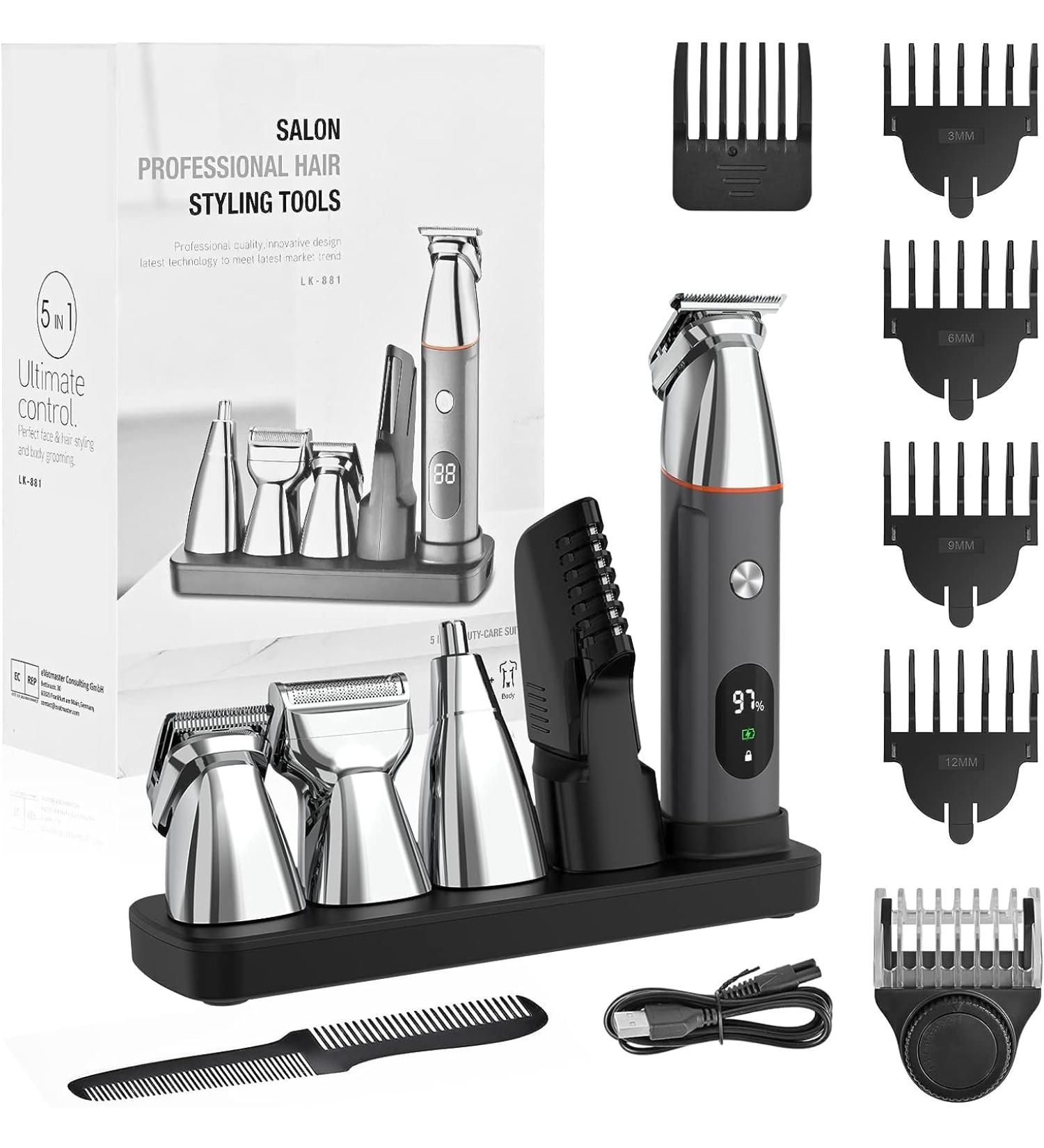 Telfun Beard Trimmer for Men - Waterproof Electric Razor and Trimming Kit for Facial, Nose, and Body Hair - Cordless Clippers Gift for Men | 1-UK - Buy Online on SooperMarket.com
