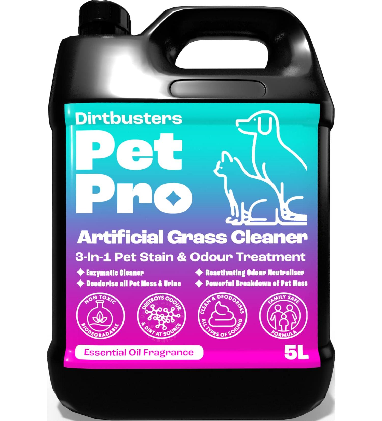 Dirtbusters Pet Pro Artificial Grass Cleaner For Dogs & Cats 3-in-1 Clean Remove Stains Urine & Deodorise With Reactivating Odour Eliminator For All Types Of Astro Turf (5L) - Buy Online on SooperMarket.com