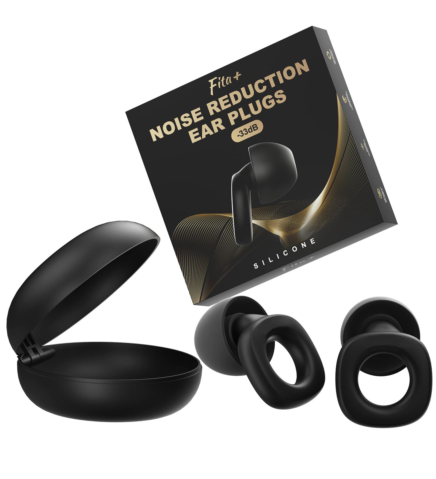 Fita+ Noise Cancelling Ear Plugs - NRR 33 dB, Reusable Silicone Earplugs for Sleeping, Concerts, Motorcycle, Travel - Black - Buy Online on SooperMarket.com