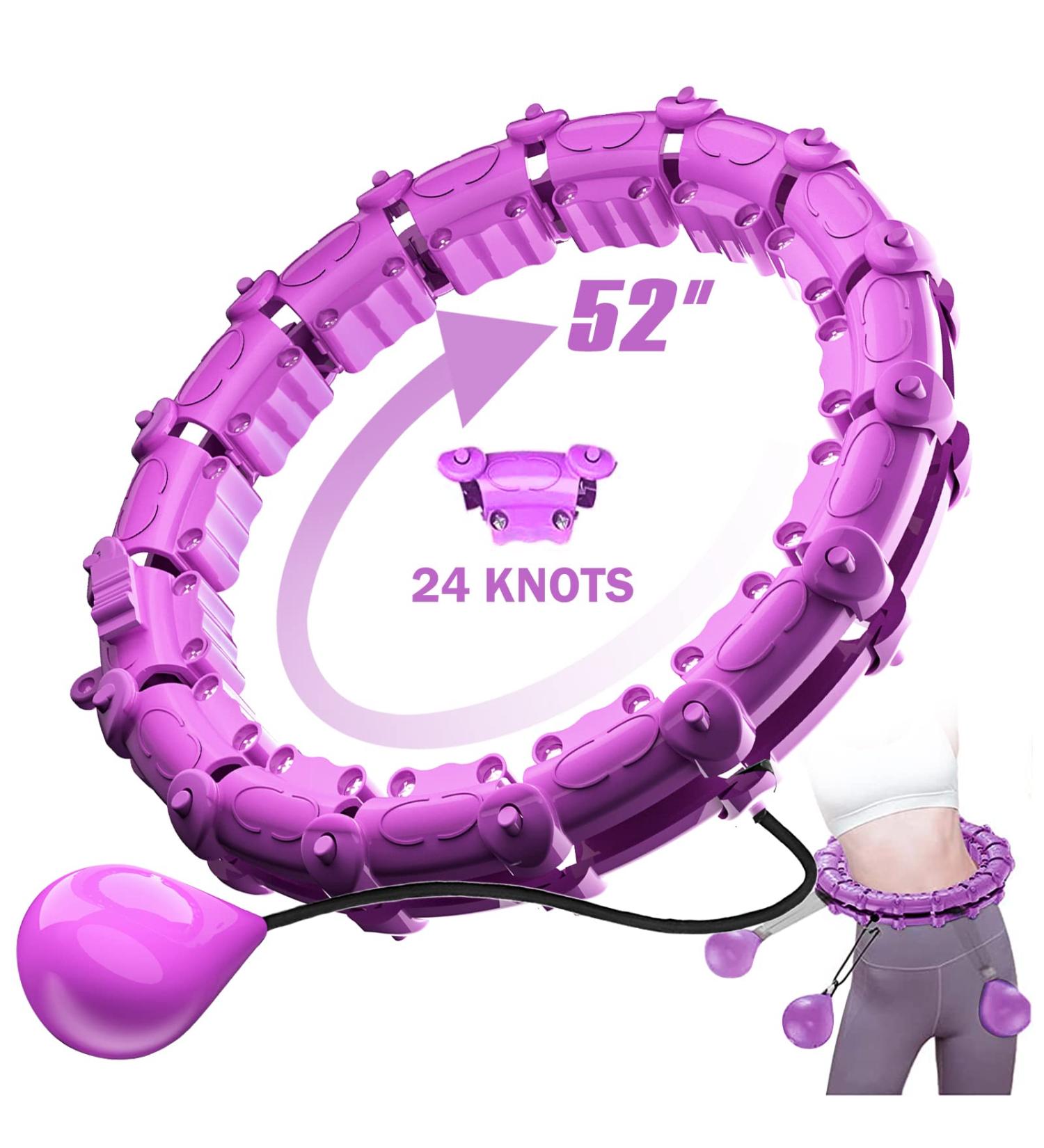 Large Smart Weighted Exercise Hoop for Abdomen Fitness & Weight Loss - Adjustable Weight & Auto-Spinning Ball - Purple - Buy Online on SooperMarket.com