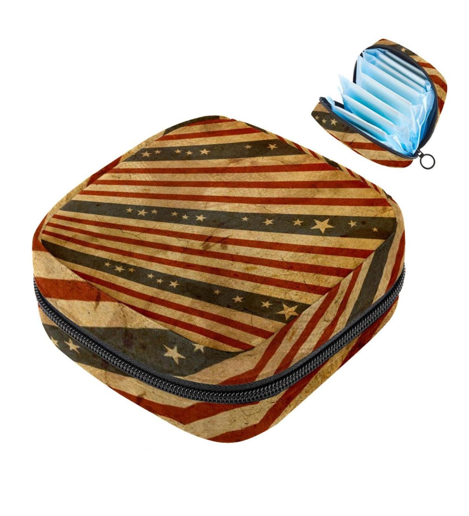 MUOOUM Sanitary Napkin Storage Bag - American Flag Design - Menstrual Cup Pouch - Portable Storage Bags for Teen Girls and Women - Buy Online on SooperMarket.com