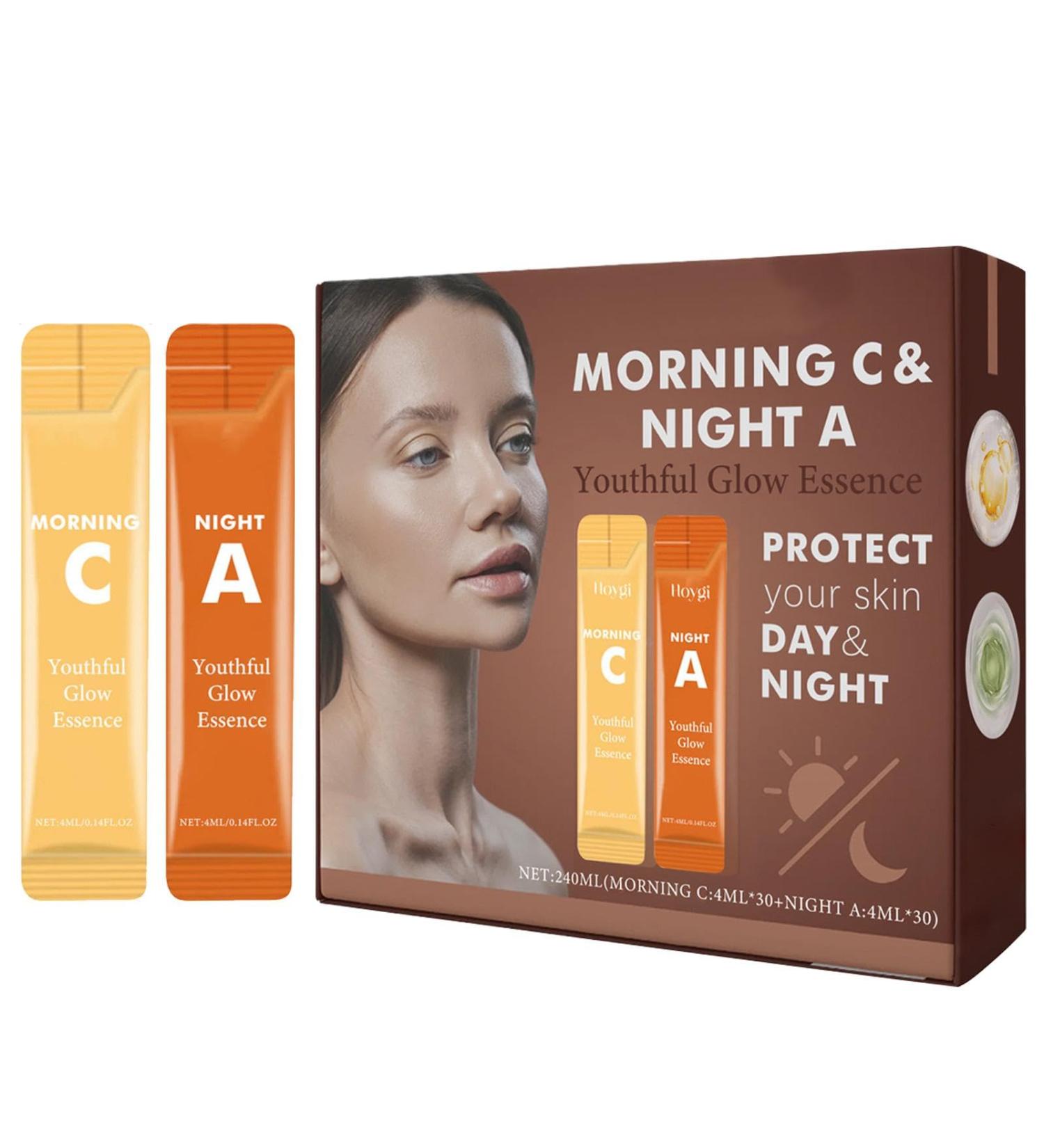 Morning C and Night Double Skin Beauty Essence | Anti-Aging and Skin Brightening Serum | Vitamin C Facial Serum | Day & Night Serum Set for Face Skin Care - Buy Online on SooperMarket.com