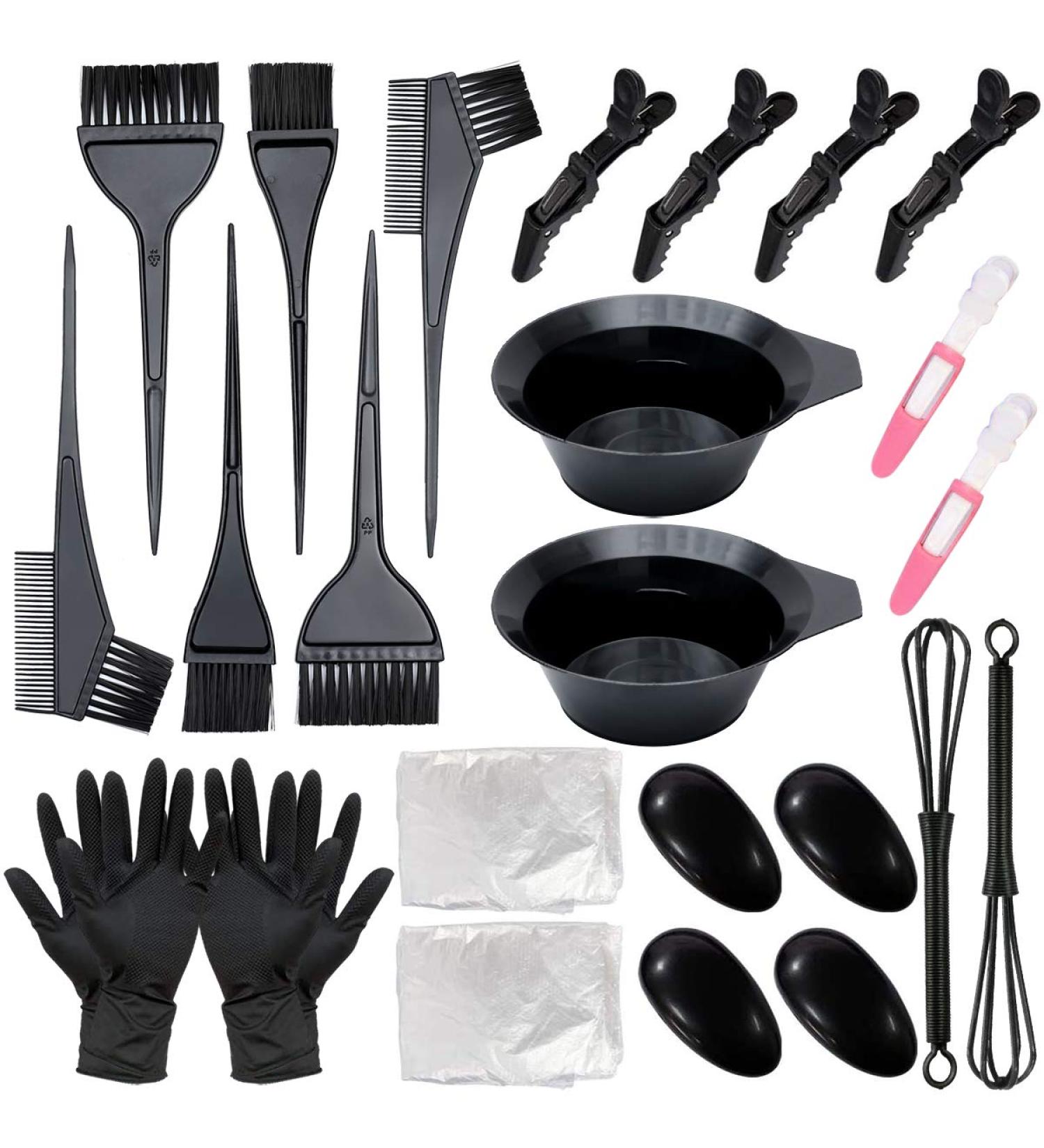 Hair Coloring Tools Kit - 26 Pcs, Beauty Salon DIY Hair Dye Color Brush, Bowl Set, Shawl, Comb, Gloves - Disposable & Convenient - Buy Online on SooperMarket.com