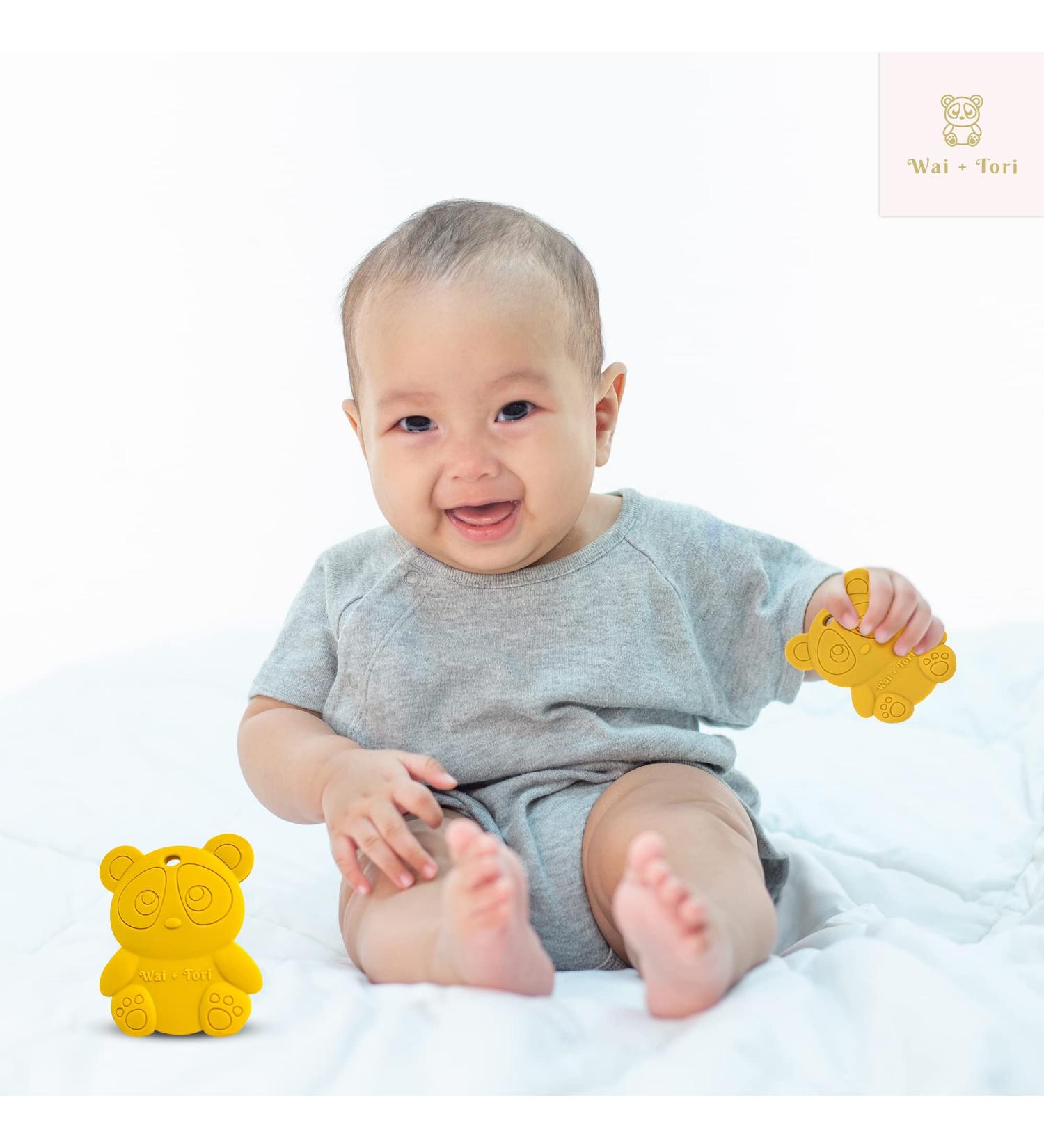 Wai + Tori Silicone Panda Teething Toy - Food Grade, BPA Free Teether for Babies | Perfect Baby Gift for Boys and Girls, Baby Shower/Birthday Gift - Buy Online on SooperMarket.com