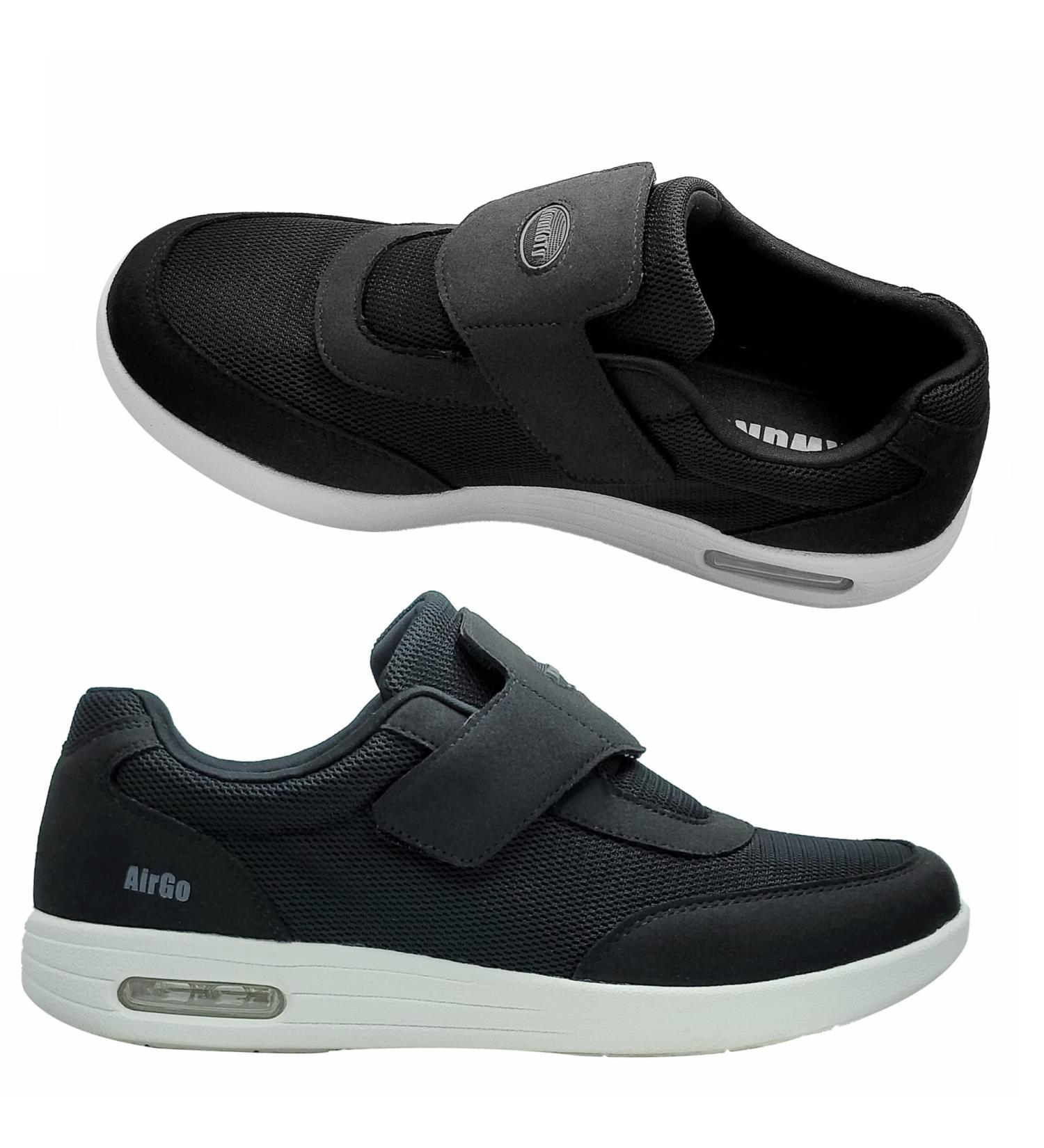 KWUKOTY Men's Diabetic Adjustable Sneakers - No Lace | Wide Sizes 7-12 | Plantar Fasciitis Relief | Black - Buy Online on SooperMarket.com