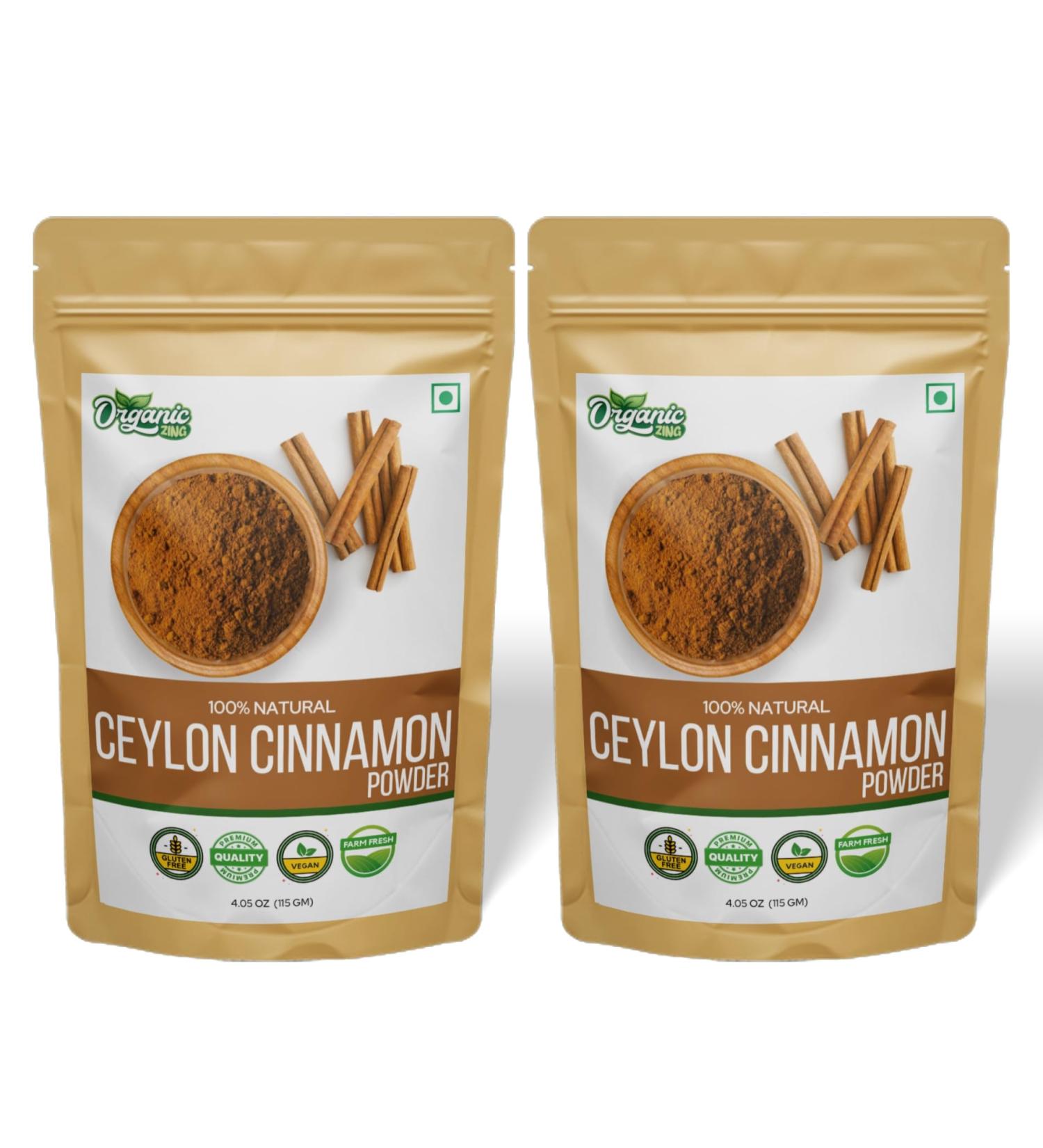 Organic Zing Cinnamon Powder | Pure and Natural | No Additives or Preservatives | Dal Cheeni Powder | Natural and 100% Pure | Packed and Produced in India - 115 gm (4 oz) Pack of 1 115 Gram ( 4.05 Ounce Pack of 1 ) - Buy Online on SooperMarket.com