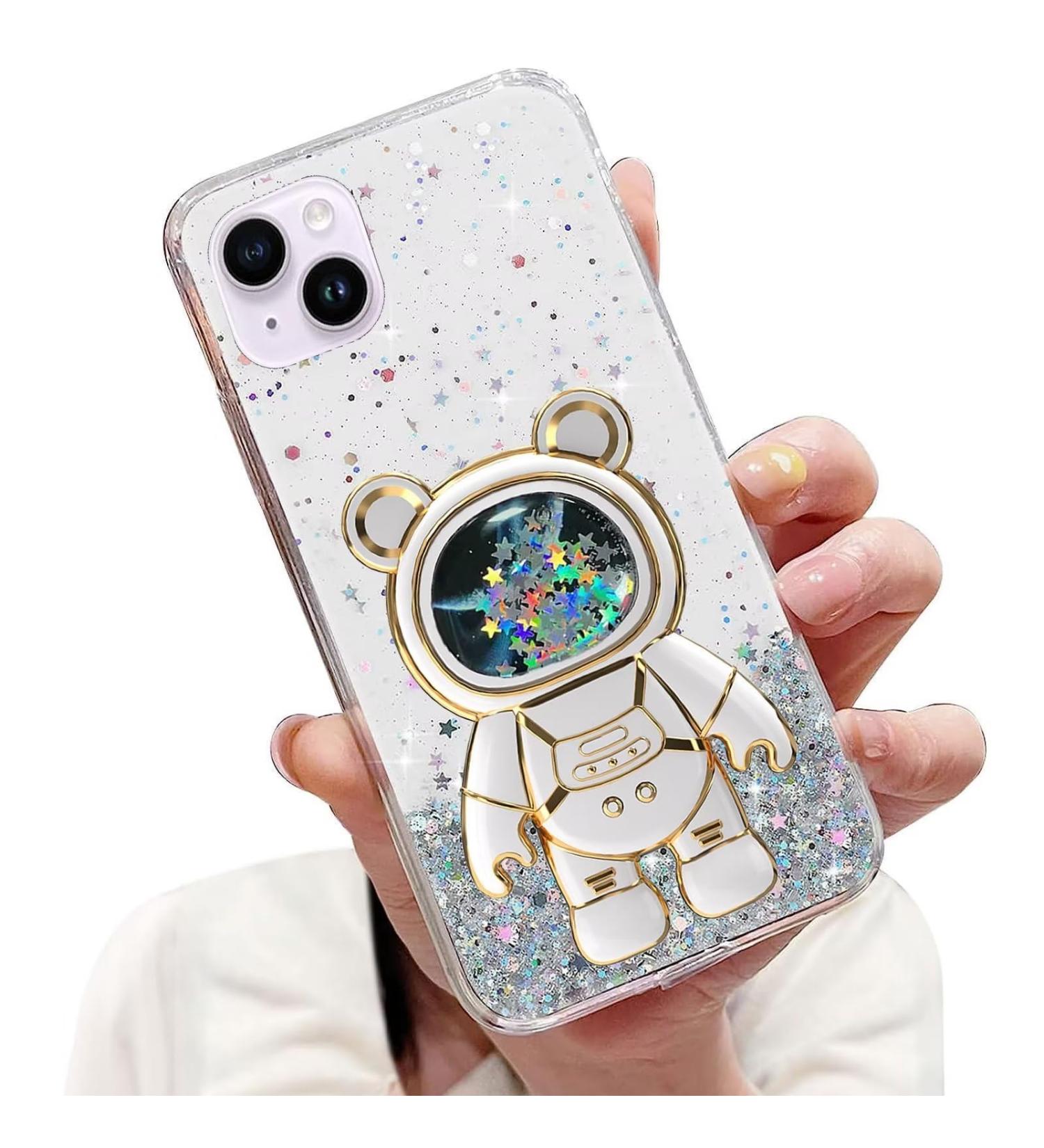 Tivenfezk Astronaut iPhone 13 Mini Case - Soft Silicone Glitter Stand Transparent Protective Cover - Buy Online on SooperMarket.com
