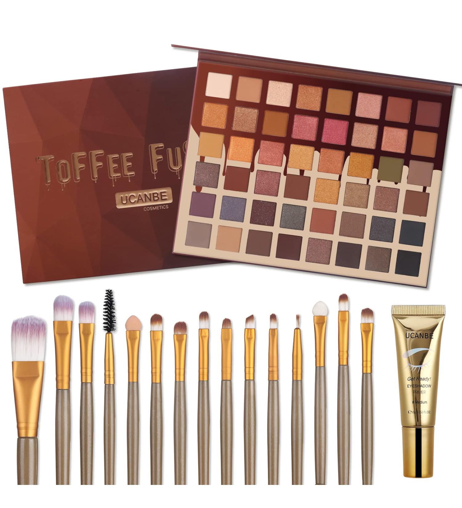 UCANBE Toffee Fusion 48 Colors Eyeshadow Palette + Brushes Set - Long Lasting, Highly Pigmented Makeup Kit - Buy Online on SooperMarket.com