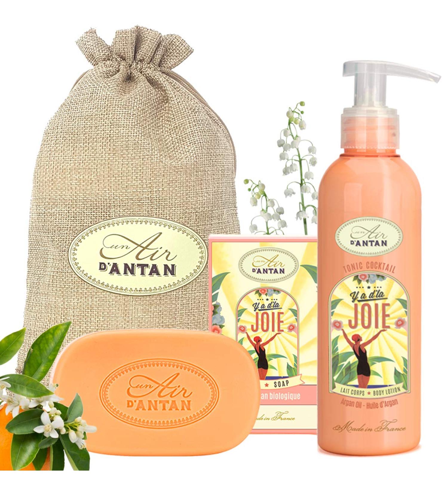 Un Air d'Antan Orange Blossom & Lily of the Valley Scented Bar Soap Gift Set - Vintage French Bath and Body Set with Body Lotion and Organic Soap Bar - Buy Online on SooperMarket.com
