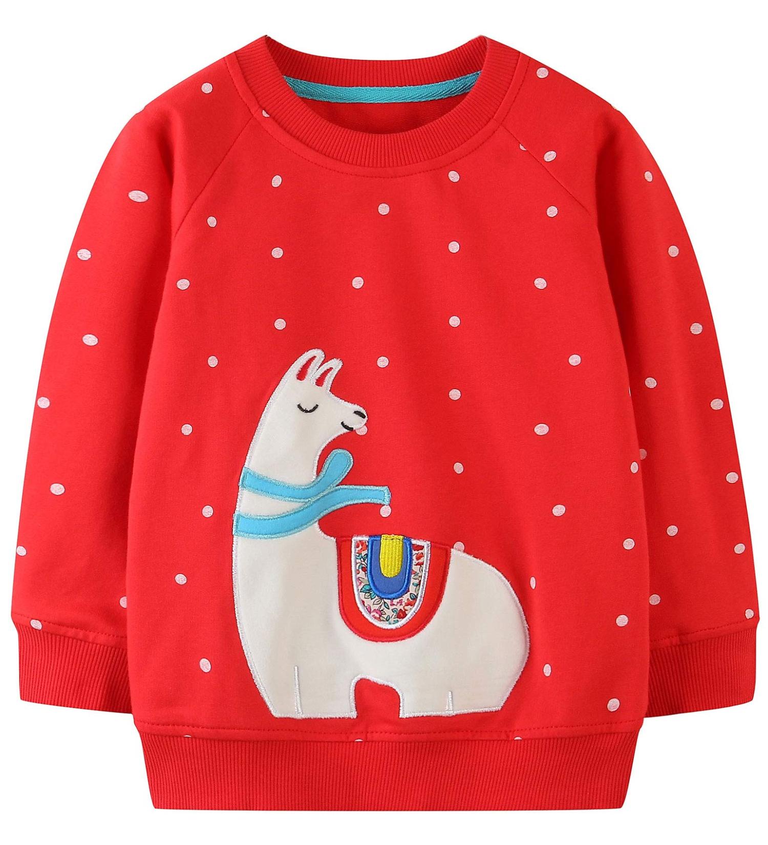Girls Cotton Sweatshirt | Long Sleeve Pullover | Toddler Casual Jumper | Age 2-3 Years | Red - Buy Online on SooperMarket.com