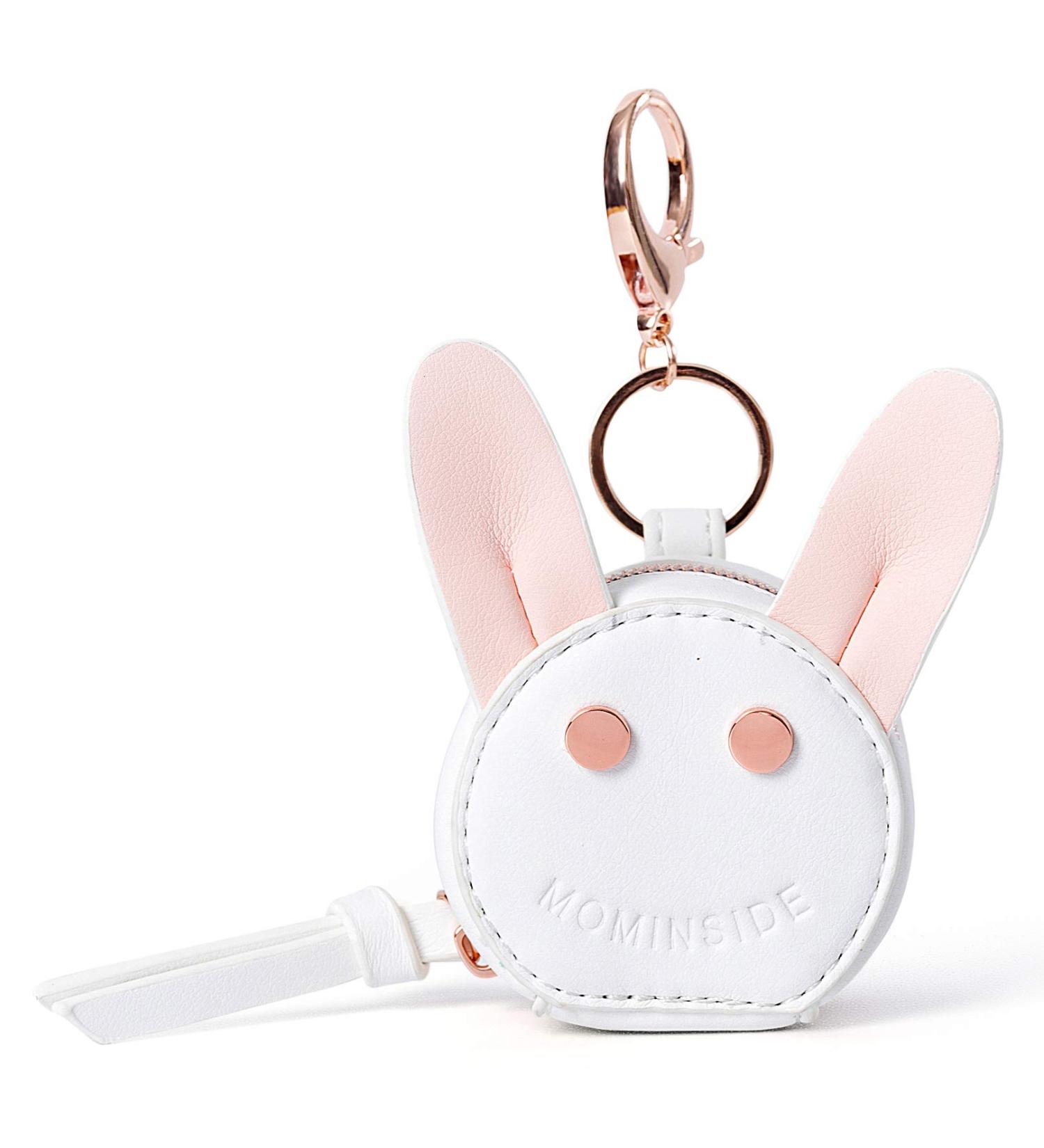 MOMINSIDE Pacifier Case Holder with Clip - Cute Rabbit Bag Charm - Holds 2 Pacifiers - White & Pink - Buy Online on SooperMarket.com