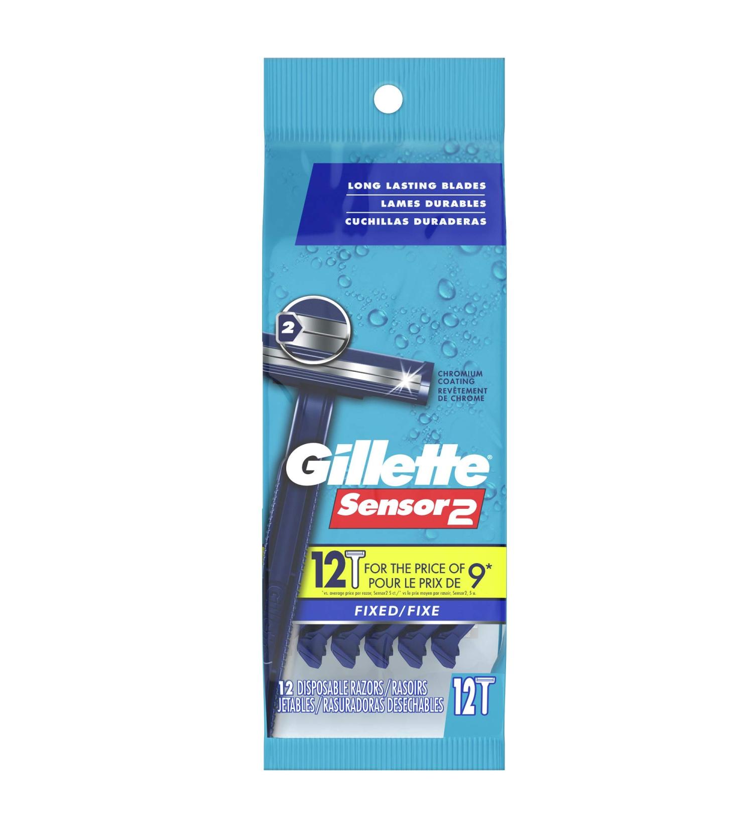 Gillette Sensor2 Men's Disposable Razor 12 Count (Pack of 3) - Blue | Buy Online Now - Buy Online on SooperMarket.com