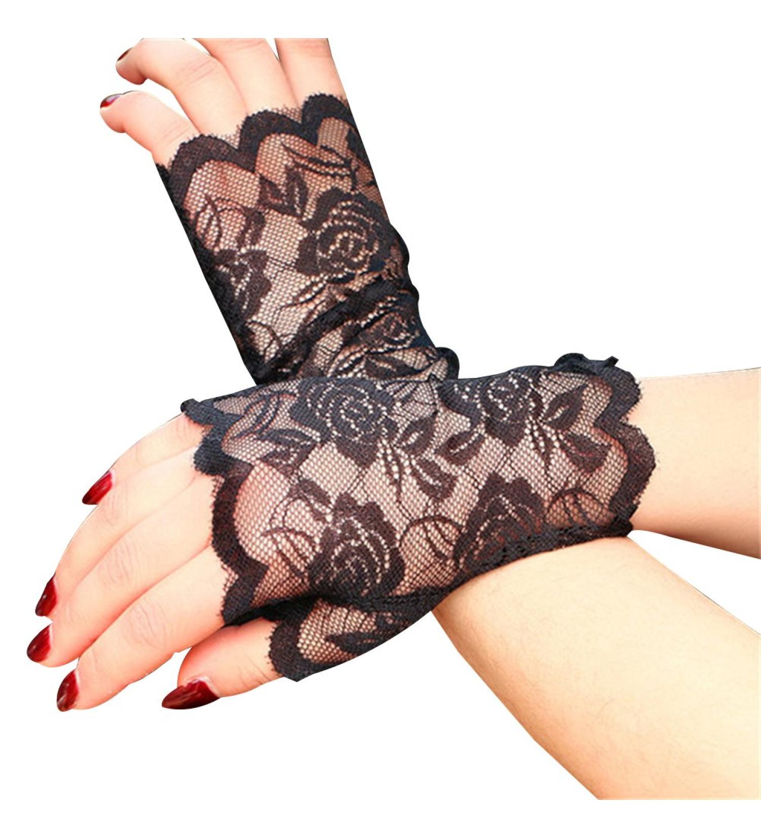 Grunge Wedding Gloves | Fingerless Sun Protection & Rave Short Gloves - Buy Online on SooperMarket.com