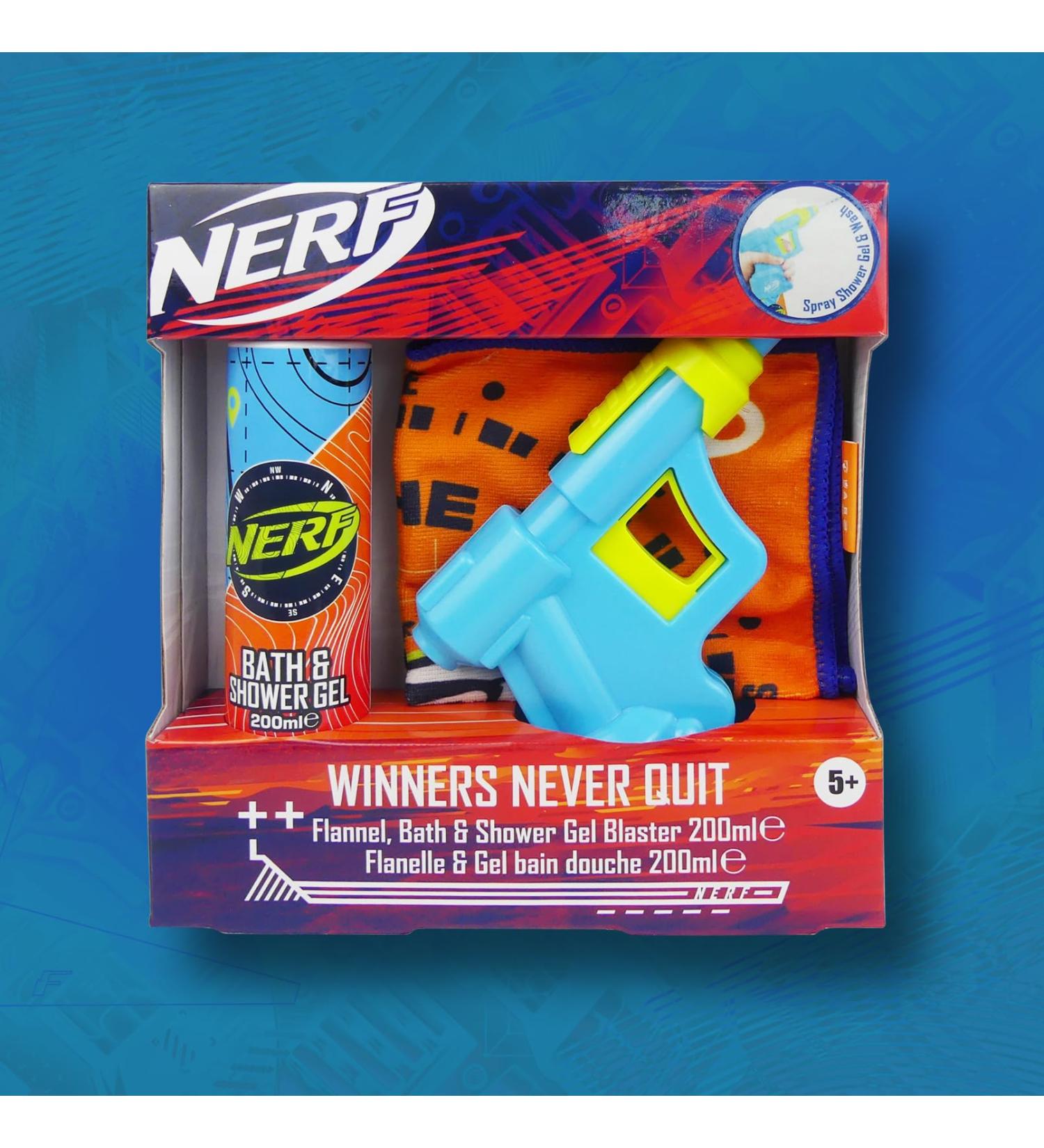 Nerf Winners Never Quit Gift Set - Includes Nerf Blaster, Flannel, and 200ml Bath & Shower Gel - Buy Online on SooperMarket.com