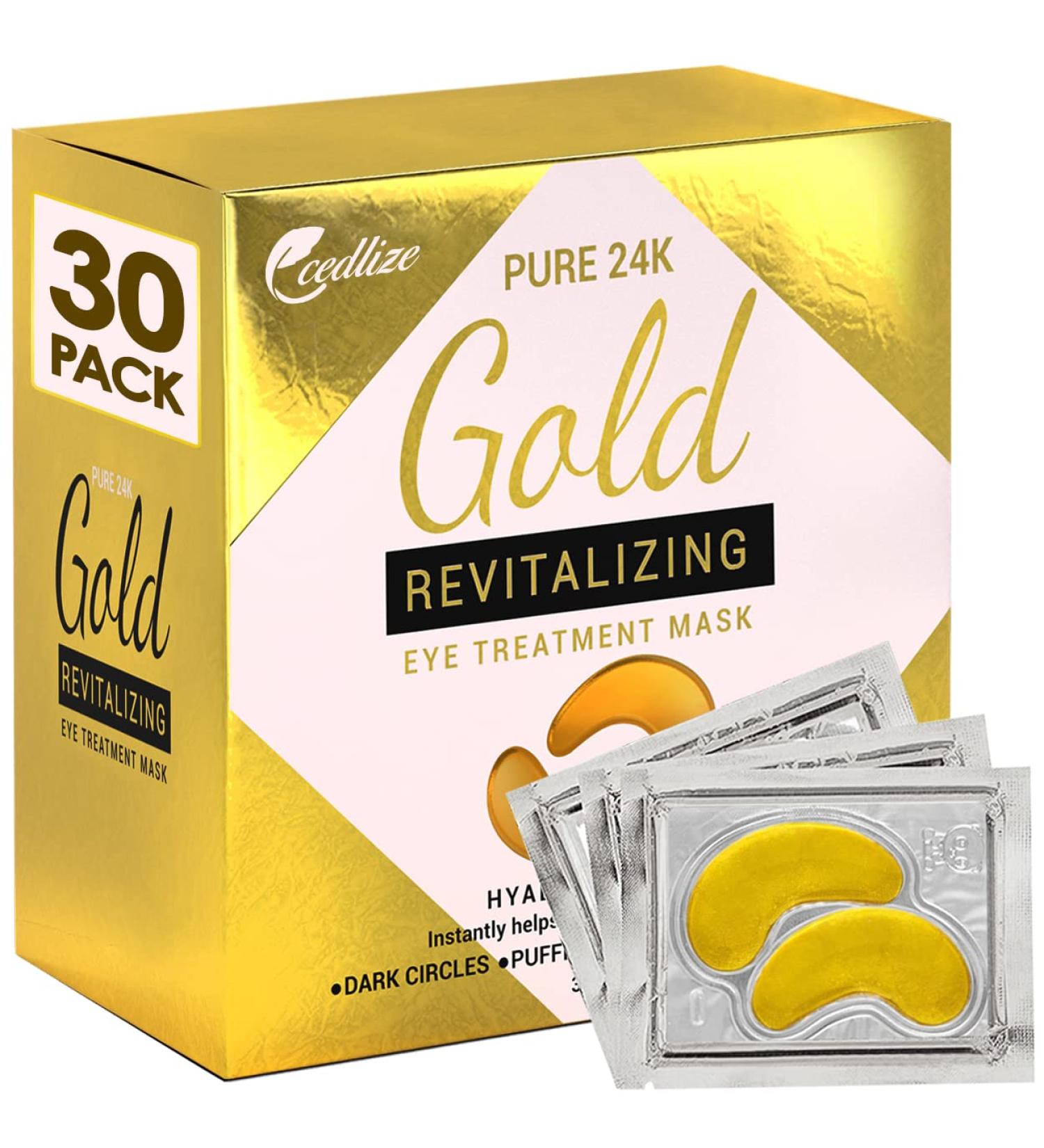 Cedlize 24K Gold Under Eye Collagen Patches - 30 Pairs | Anti-Aging Mask for Dark Circles, Puffy Eyes & Wrinkles | Hyaluronic Acid & Hydrogel Formula for Deep Moisturizing & Elasticity - Buy Online on SooperMarket.com