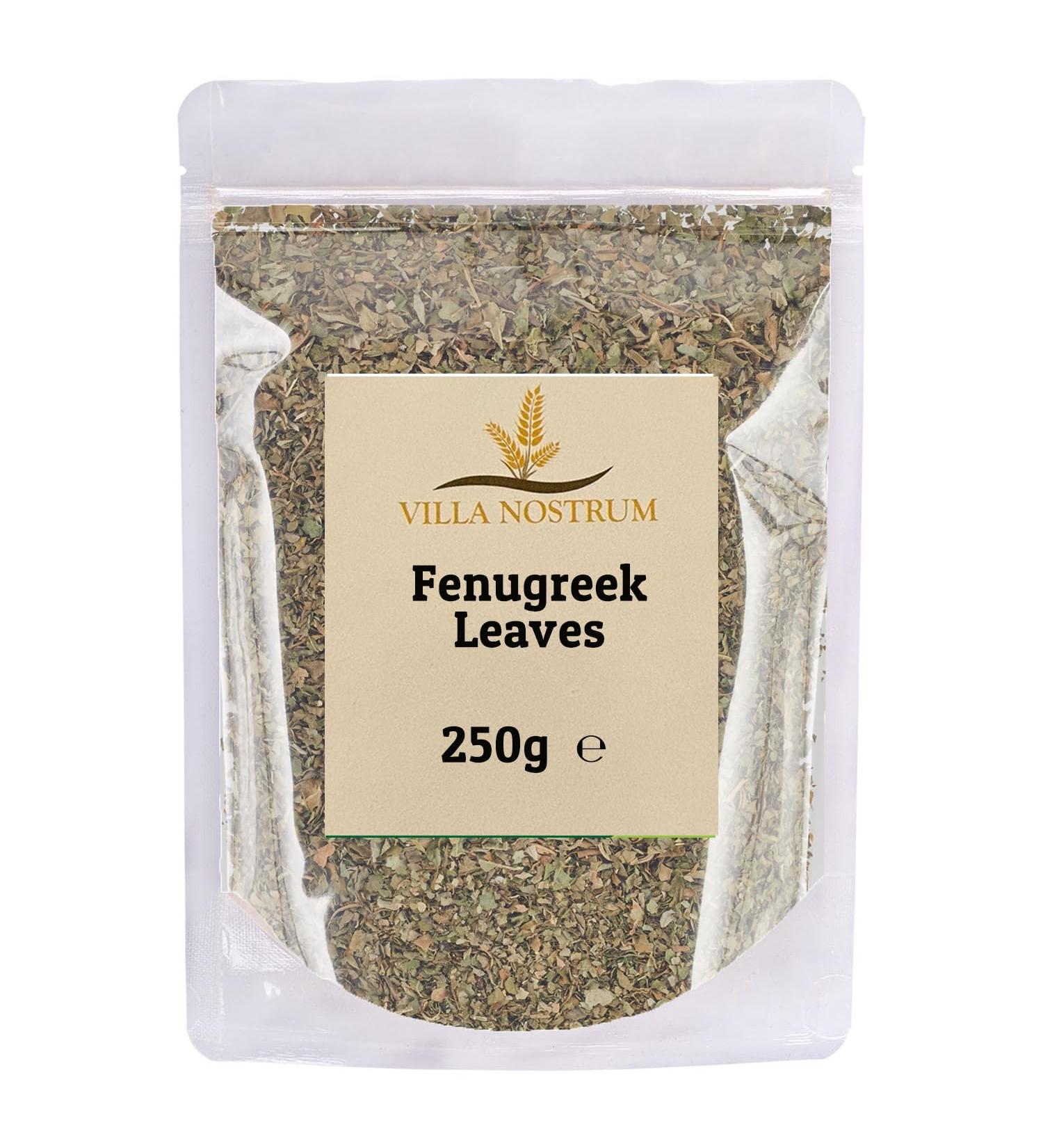 Dried Fenugreek Leaves (Methi) 250g by Villa Nostrum - Indian Spices Kasoori Methi Curries Teas Strong Flavor