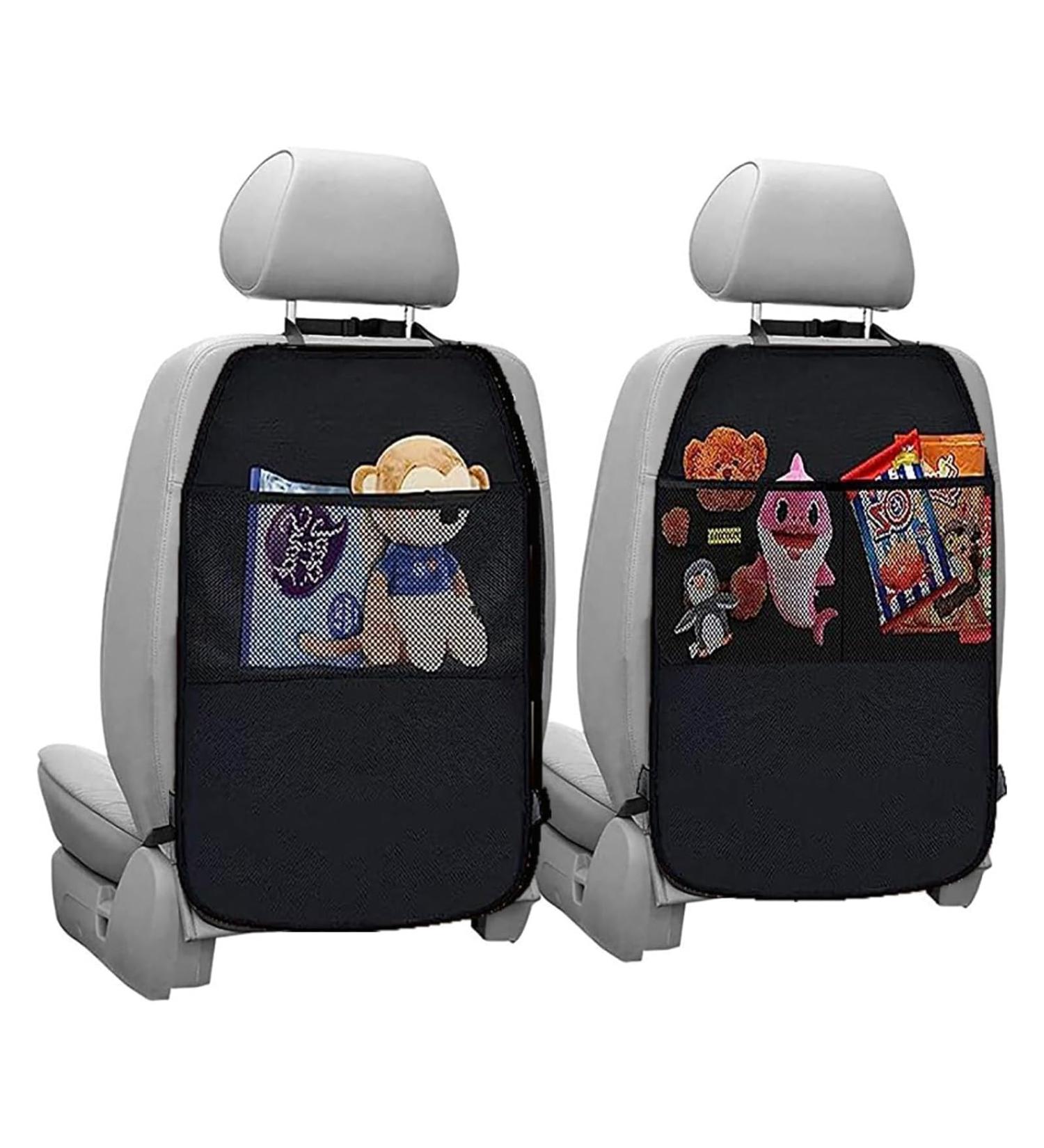 Funmo 2 Pcs Waterproof Car Seat Organiser with 2 Pockets - Kids Back Seat Protector & Storage for Rear Seat - Anti-Kick Design - Black - Buy Online on SooperMarket.com
