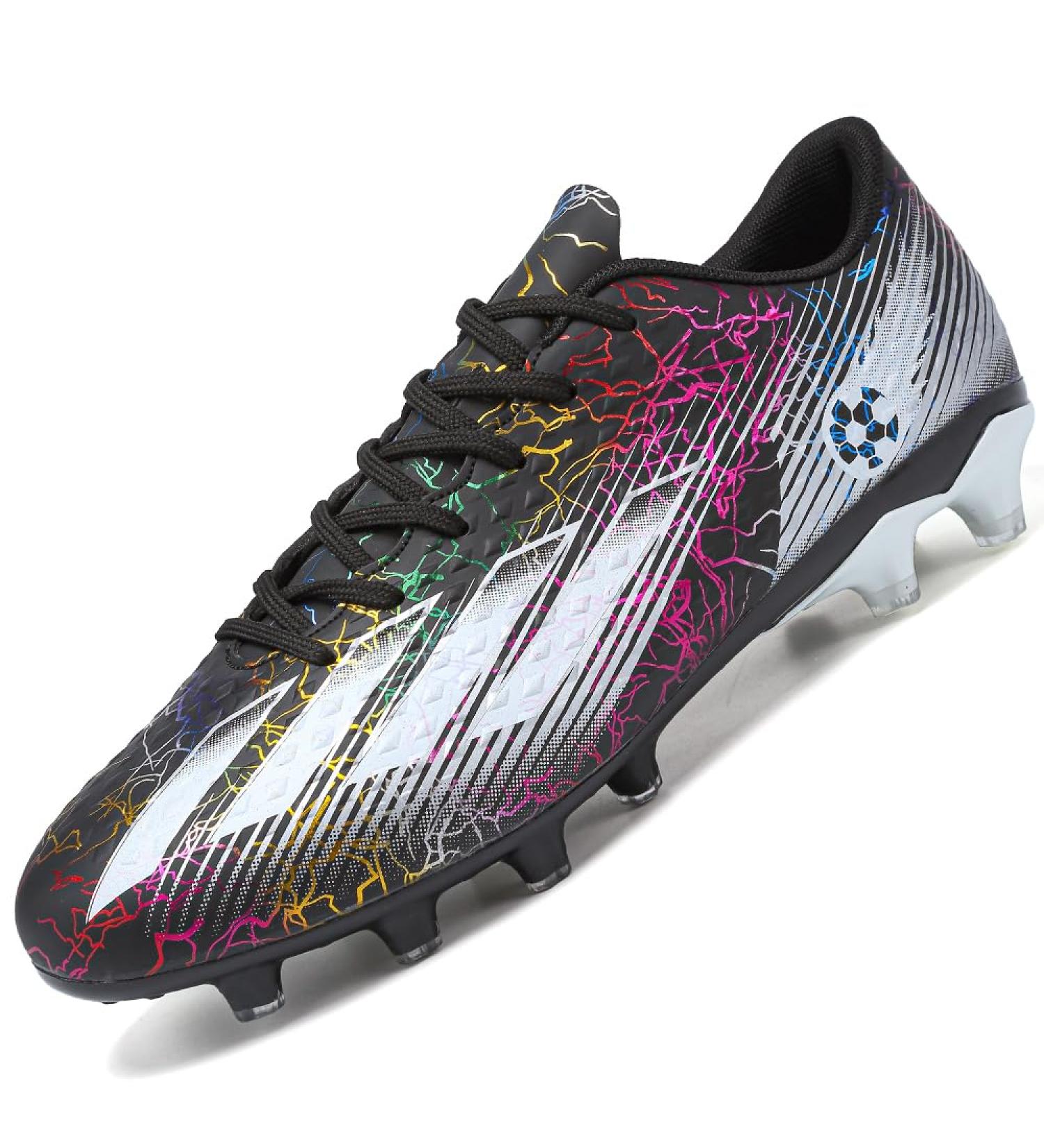 Roking Soccer Shoes for Men - Microfiber Cleats with Stollen Spikes for Artificial Turf & Outdoor Sports - Size 39 EU - Black - Buy Online on SooperMarket.com